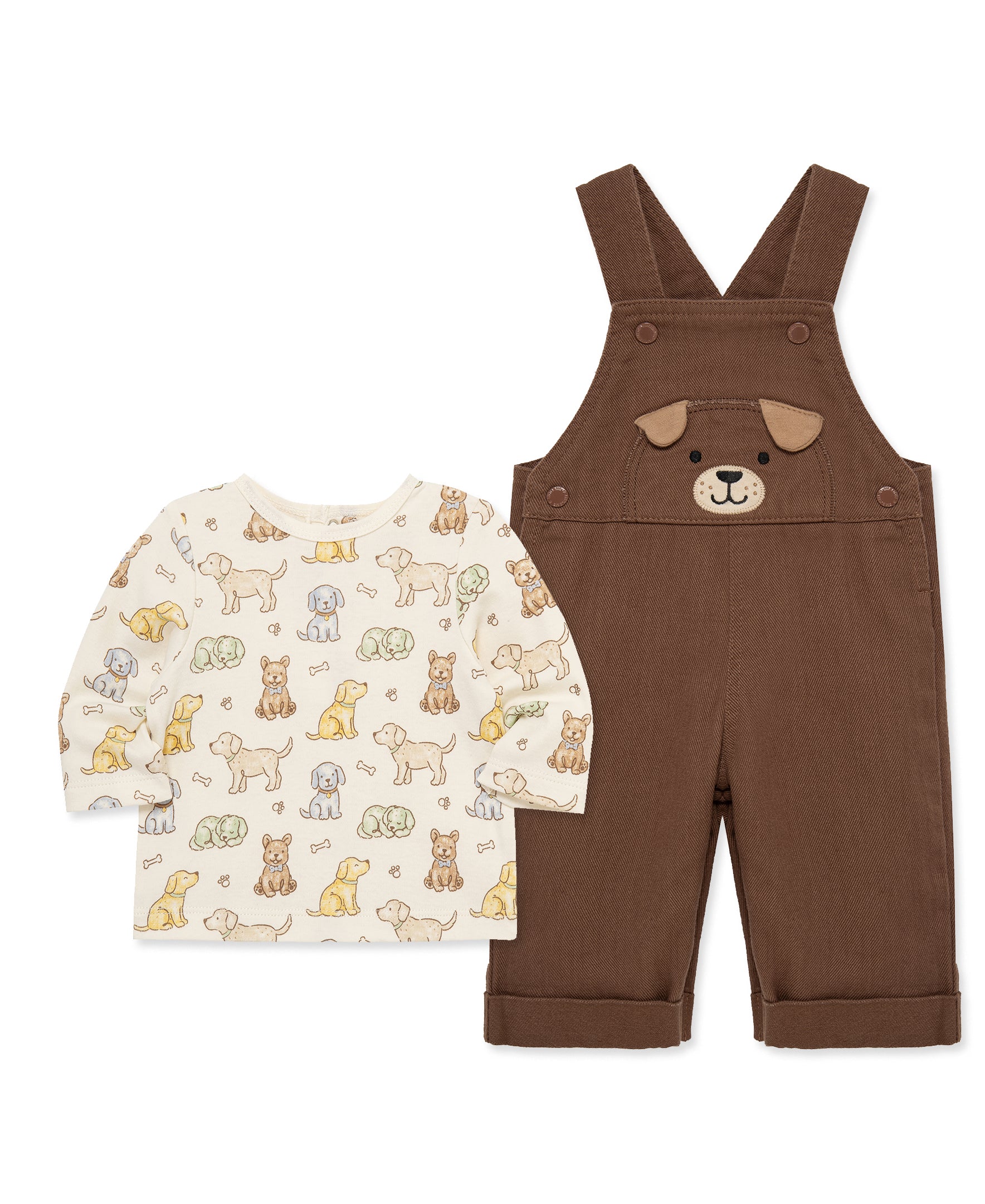 Puppy Woven Overall Set (12M-24M) - Little Me