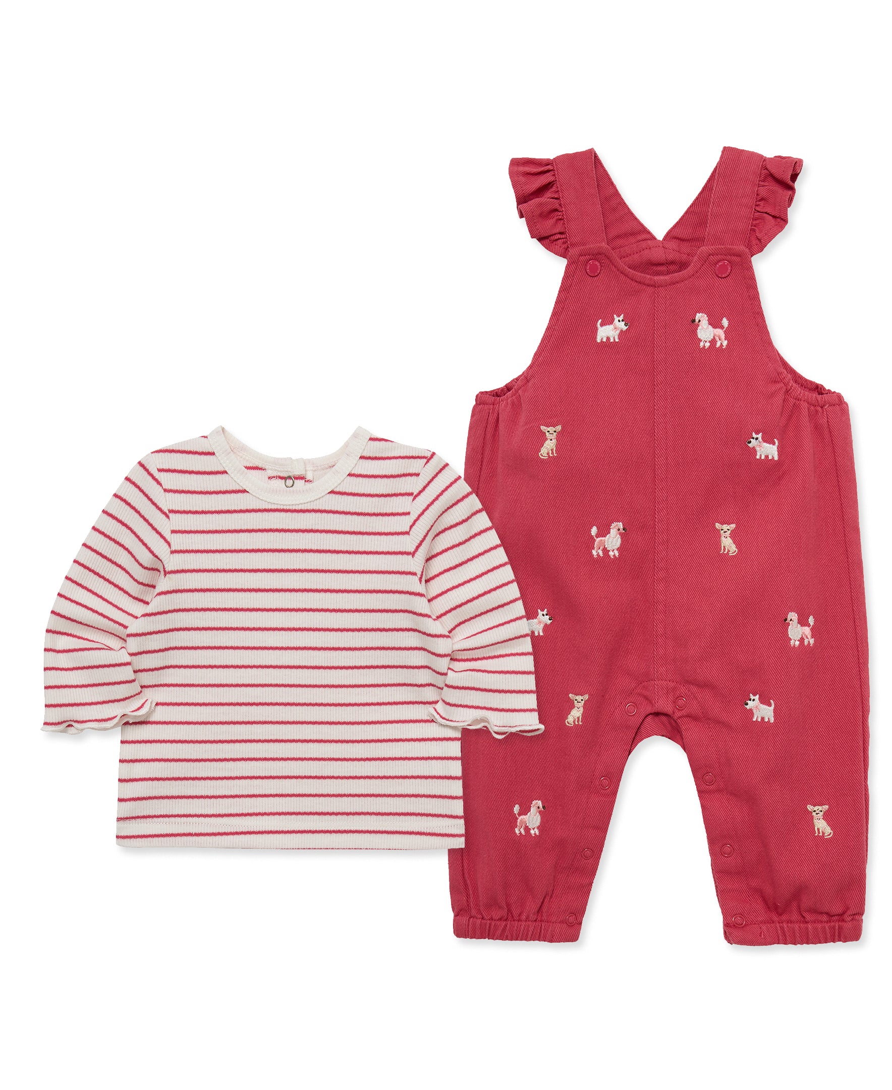 Puppies Woven Overall Set (3M-12M) - Little Me