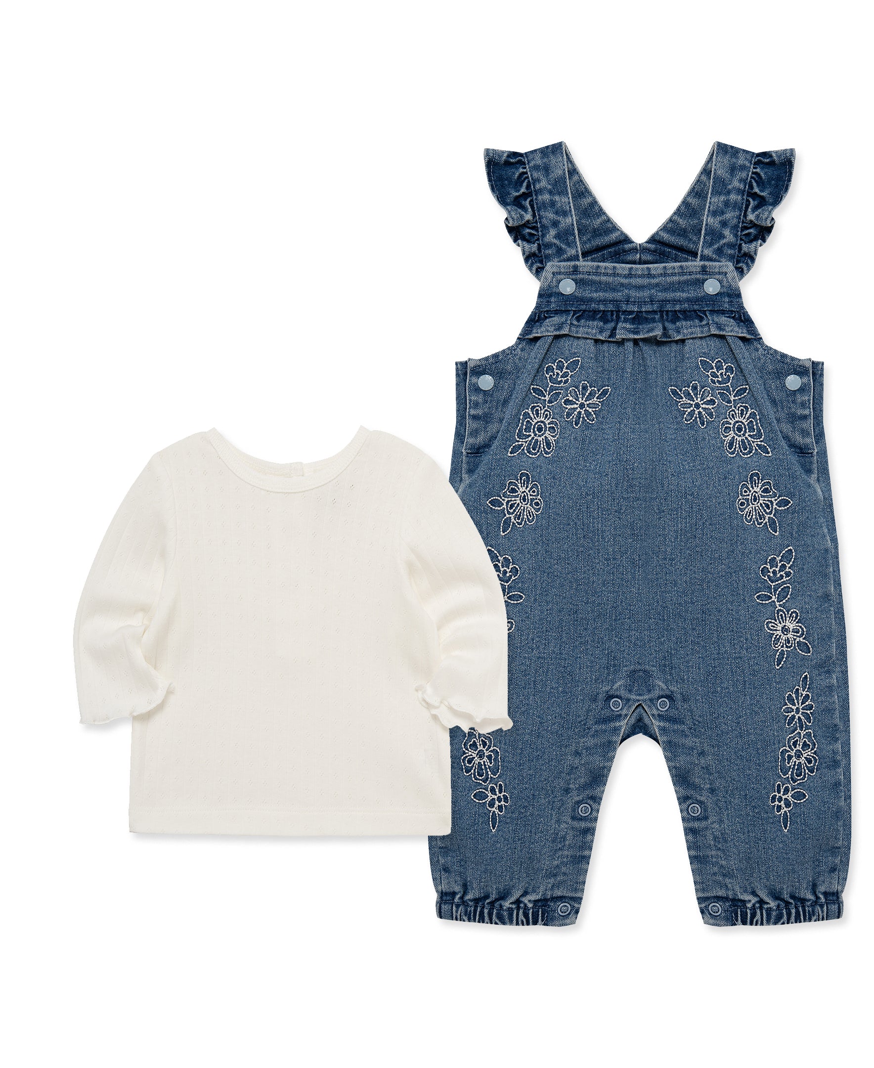 Lacey Woven Overall Set (3M-12M) - Little Me
