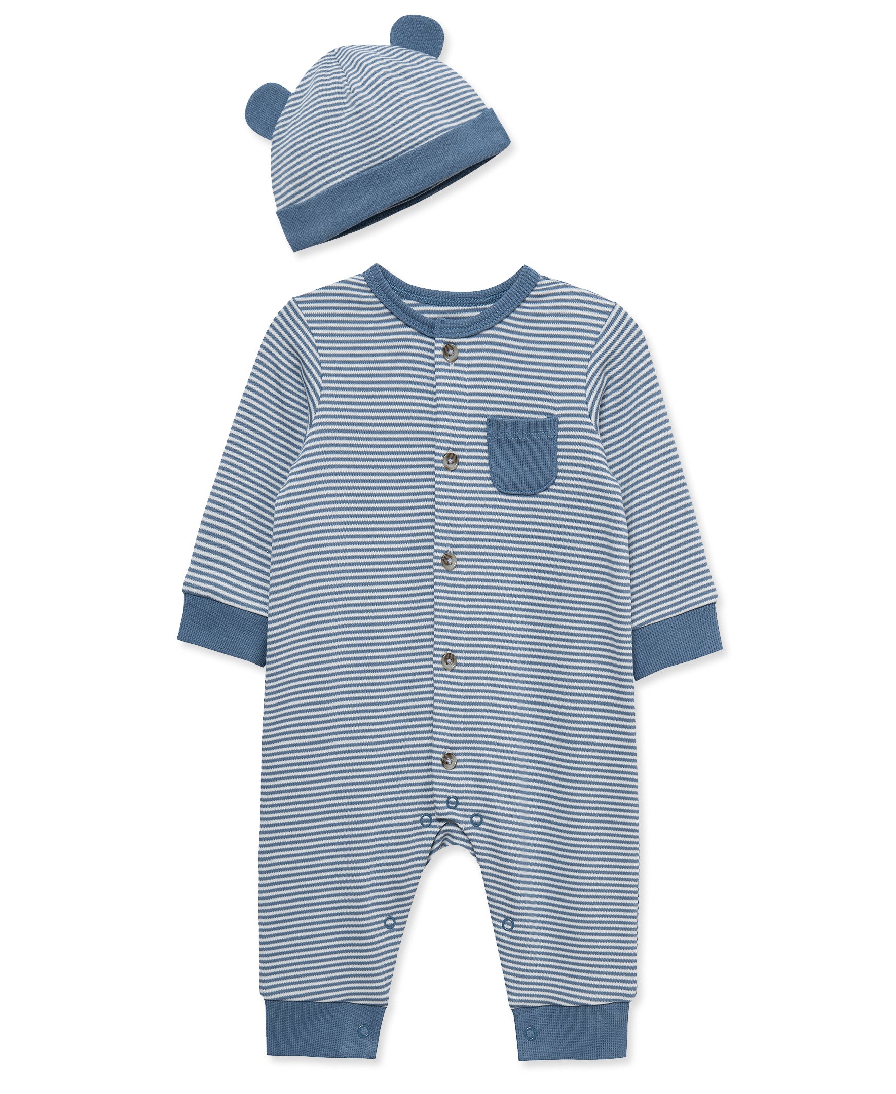 Navy Striped Coverall & Hat - Little Me