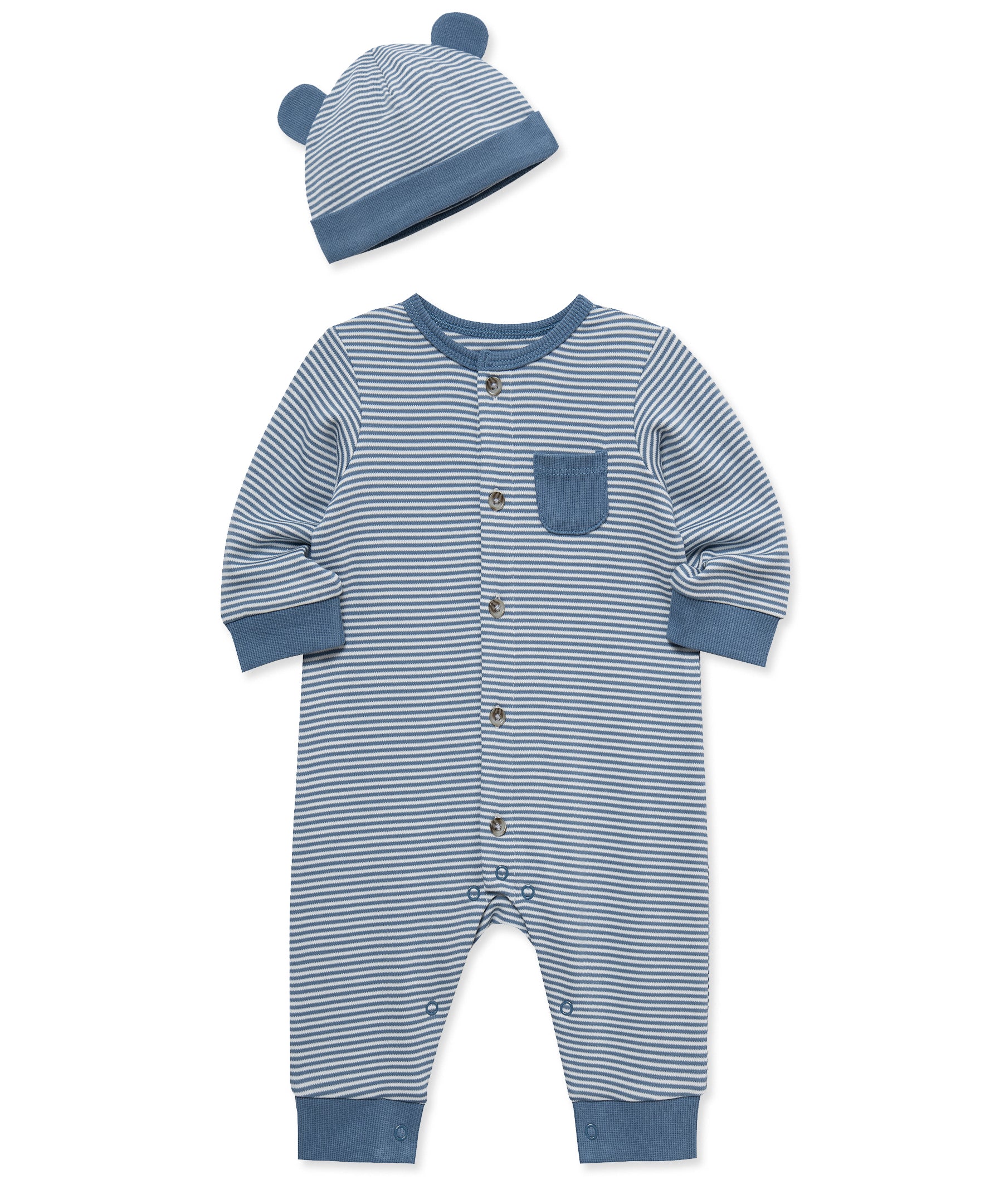 Navy Striped Coverall & Hat - Little Me