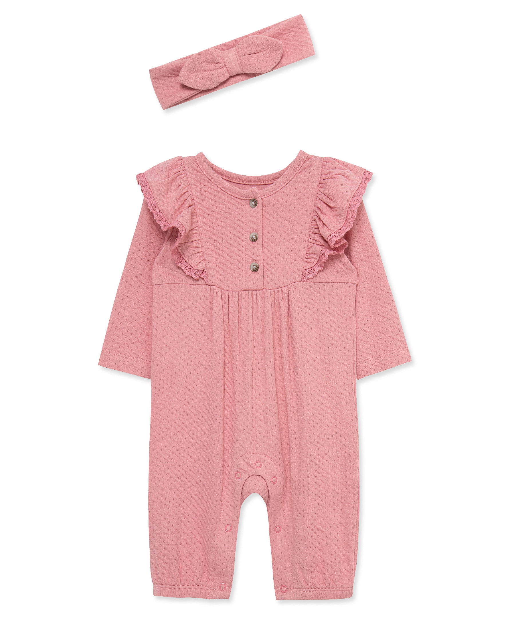 Rose Button Coverall Set - Little Me