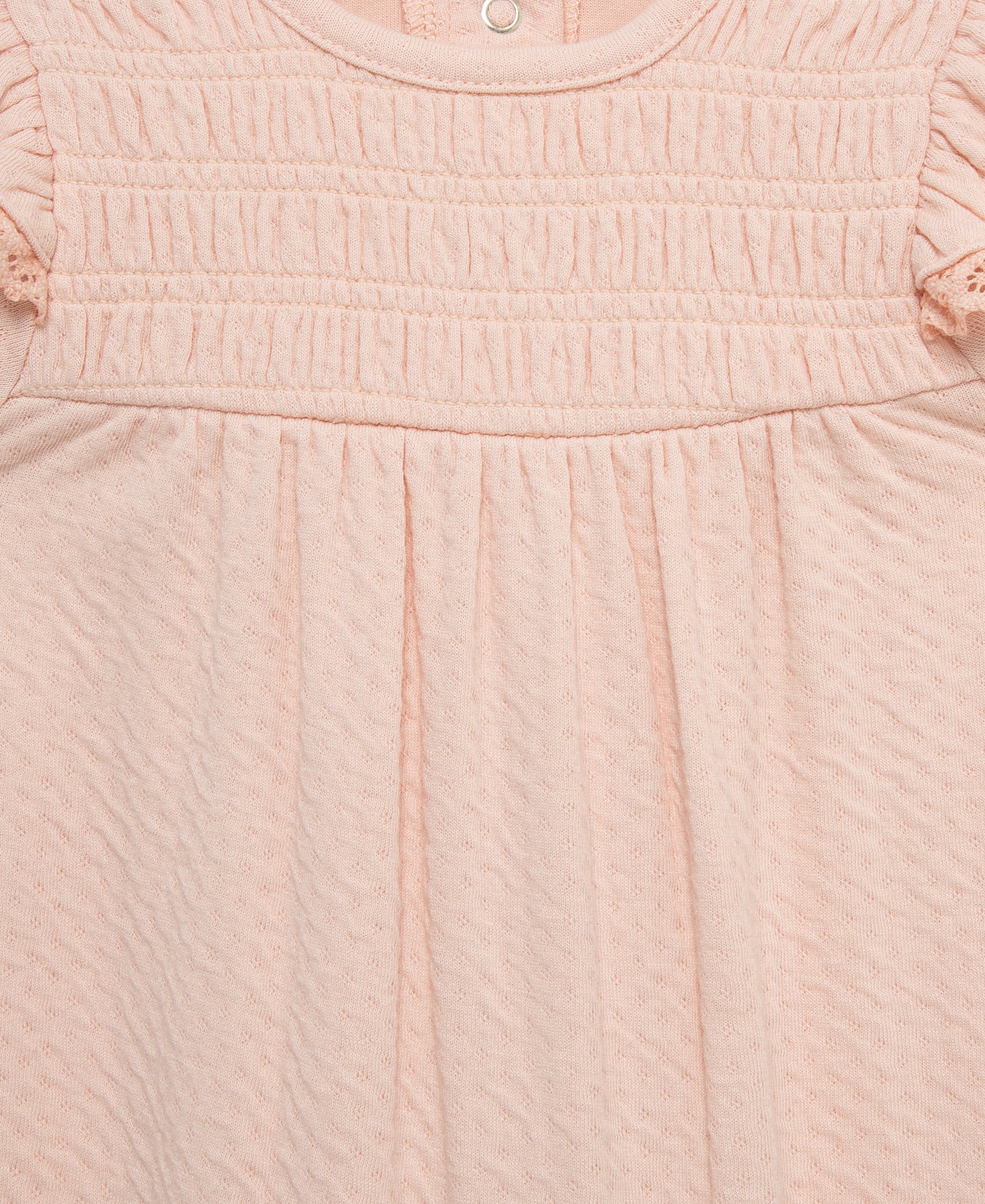 Pink Smock Birdseye Pointelle Knit Coverall Set - Little Me