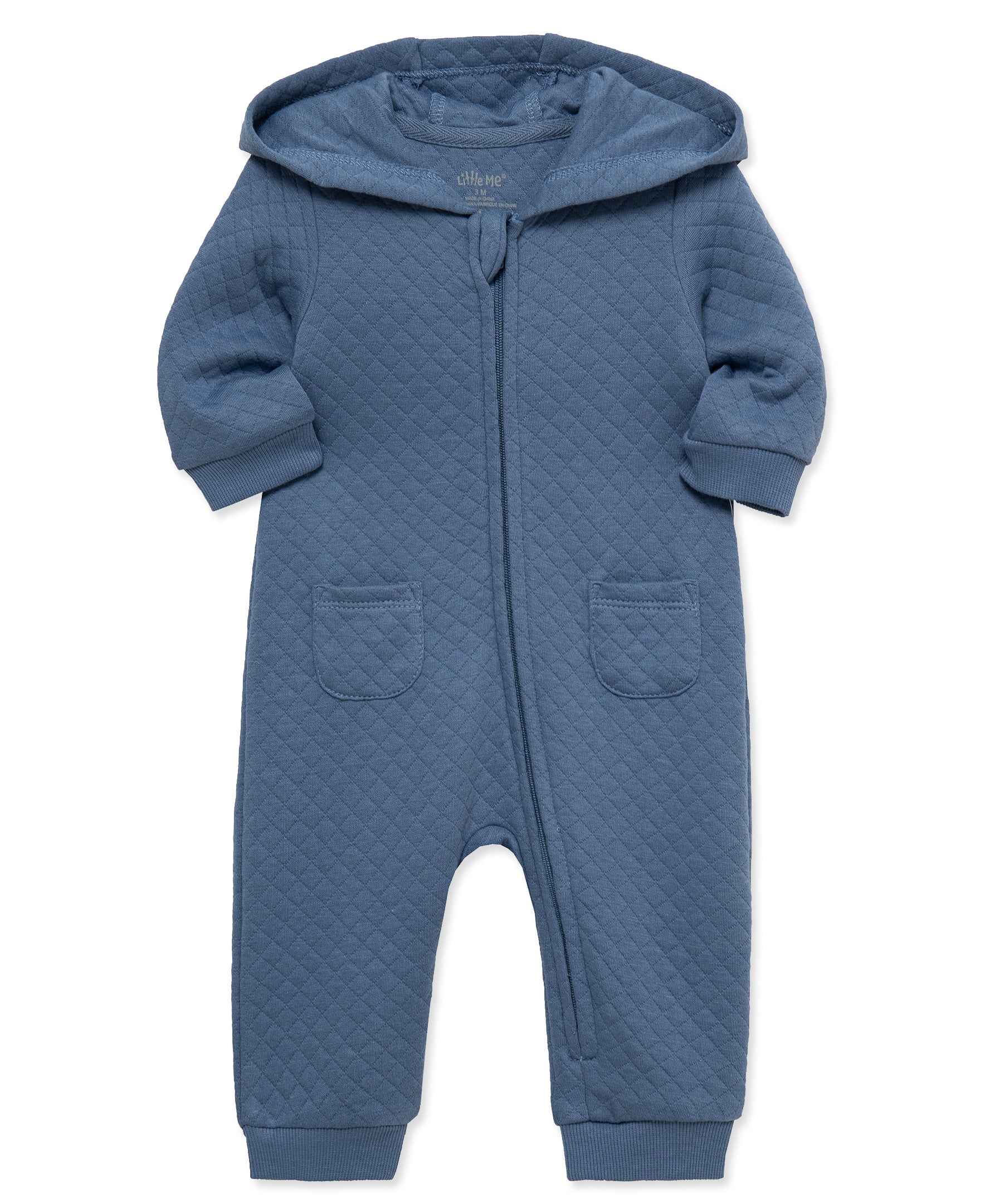 Navy Quilted Hooded Coverall - Little Me