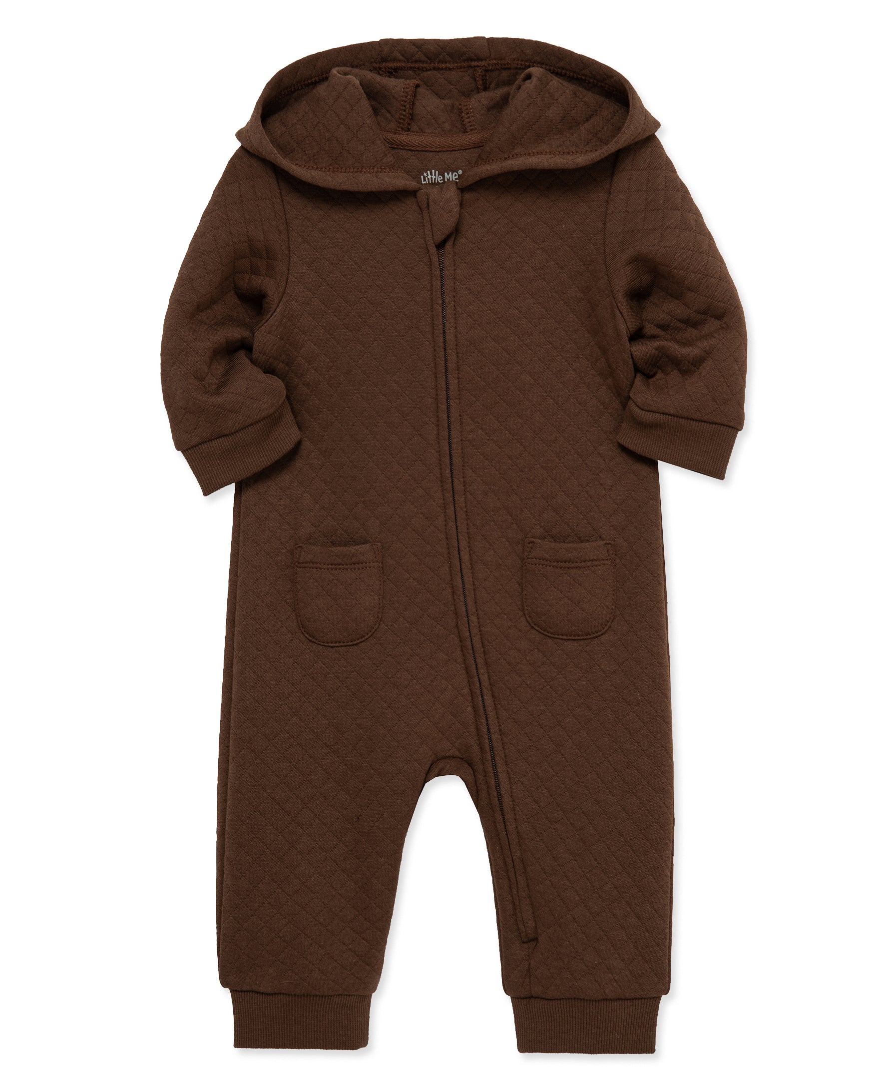 Brown Quilted Hooded Coverall - Little Me