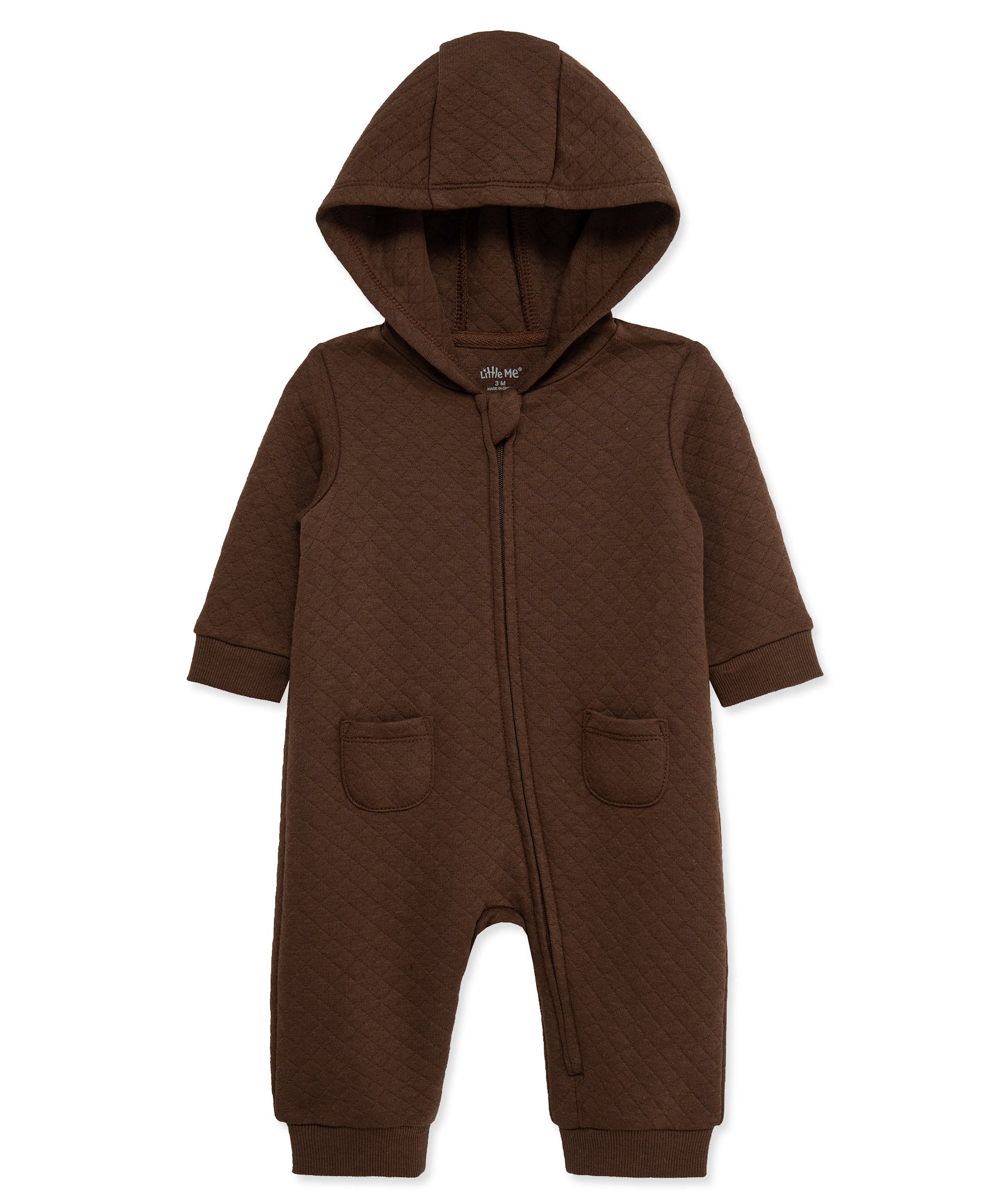 Brown Quilted Hooded Coverall - Little Me