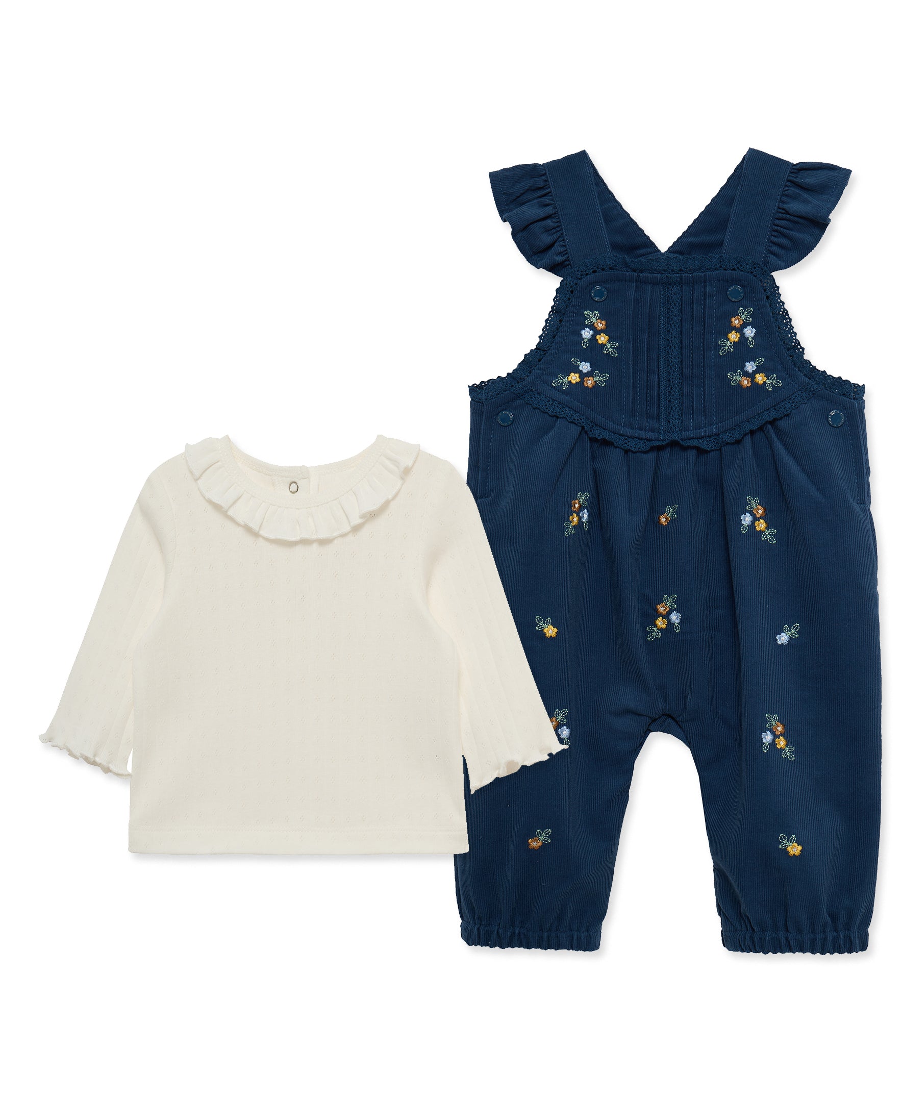 Pintuck Woven Overall Set (3M-12M) - Little Me