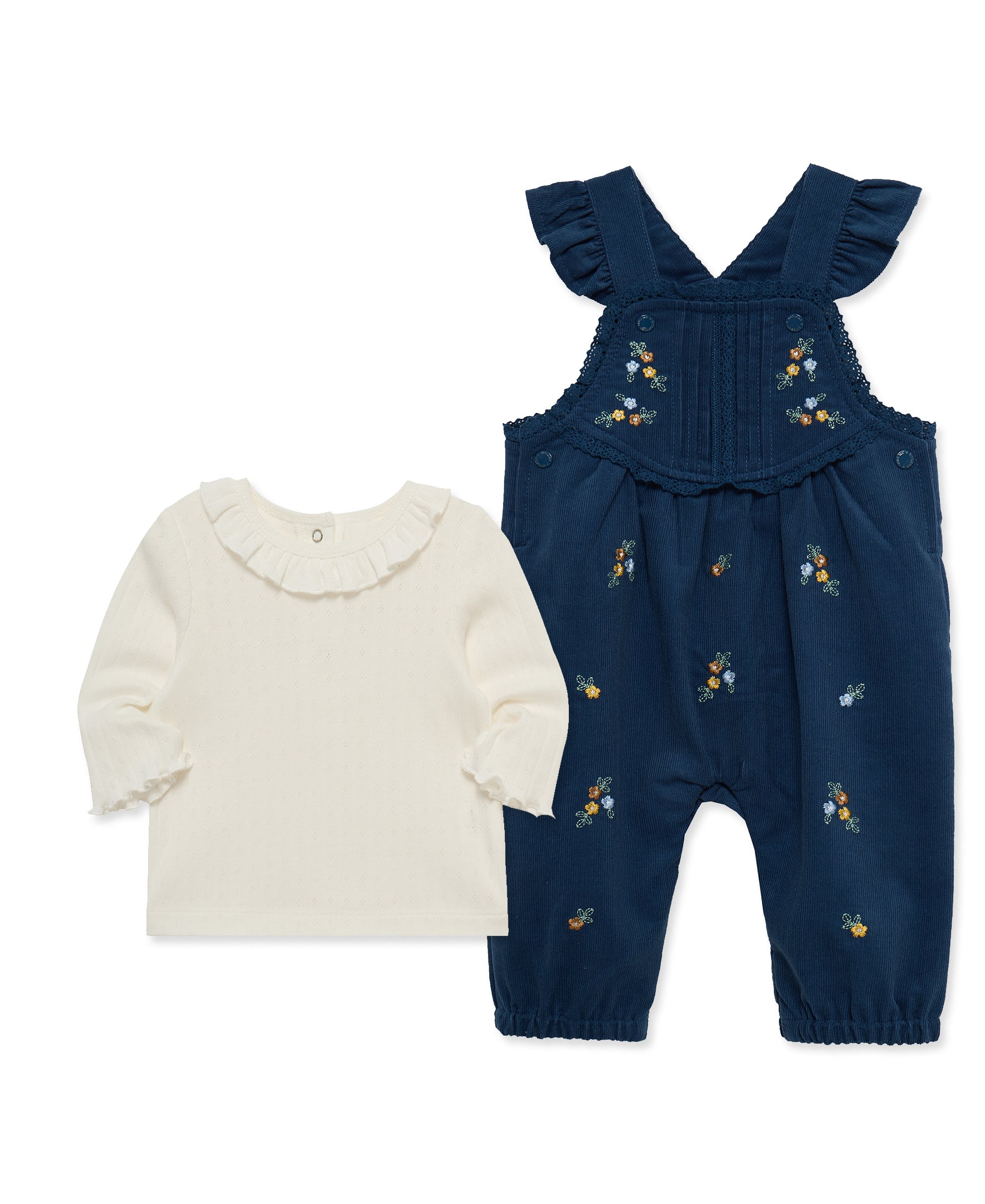 Pintuck Woven Overall Set (3M-12M) - Little Me