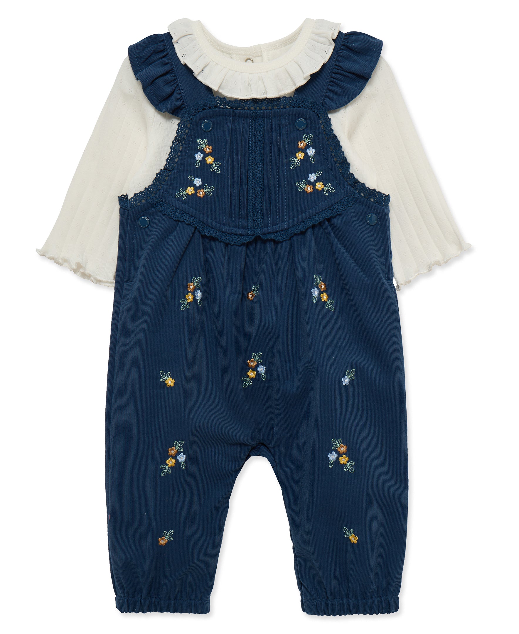 Pintuck Woven Overall Set (3M-12M) - Little Me