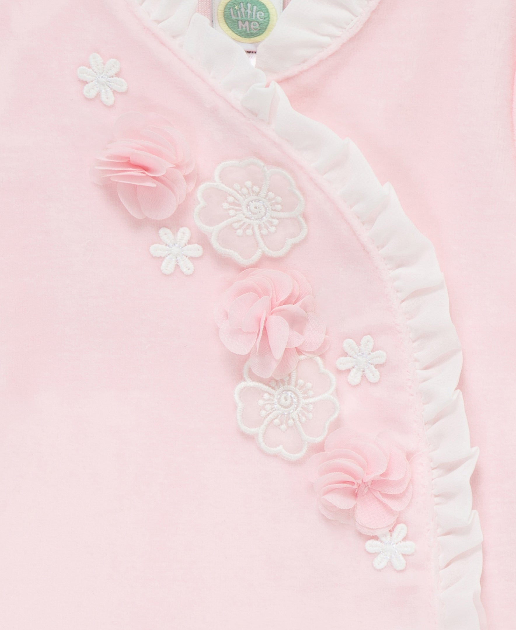Flowers Velour Footie (3M-9M)