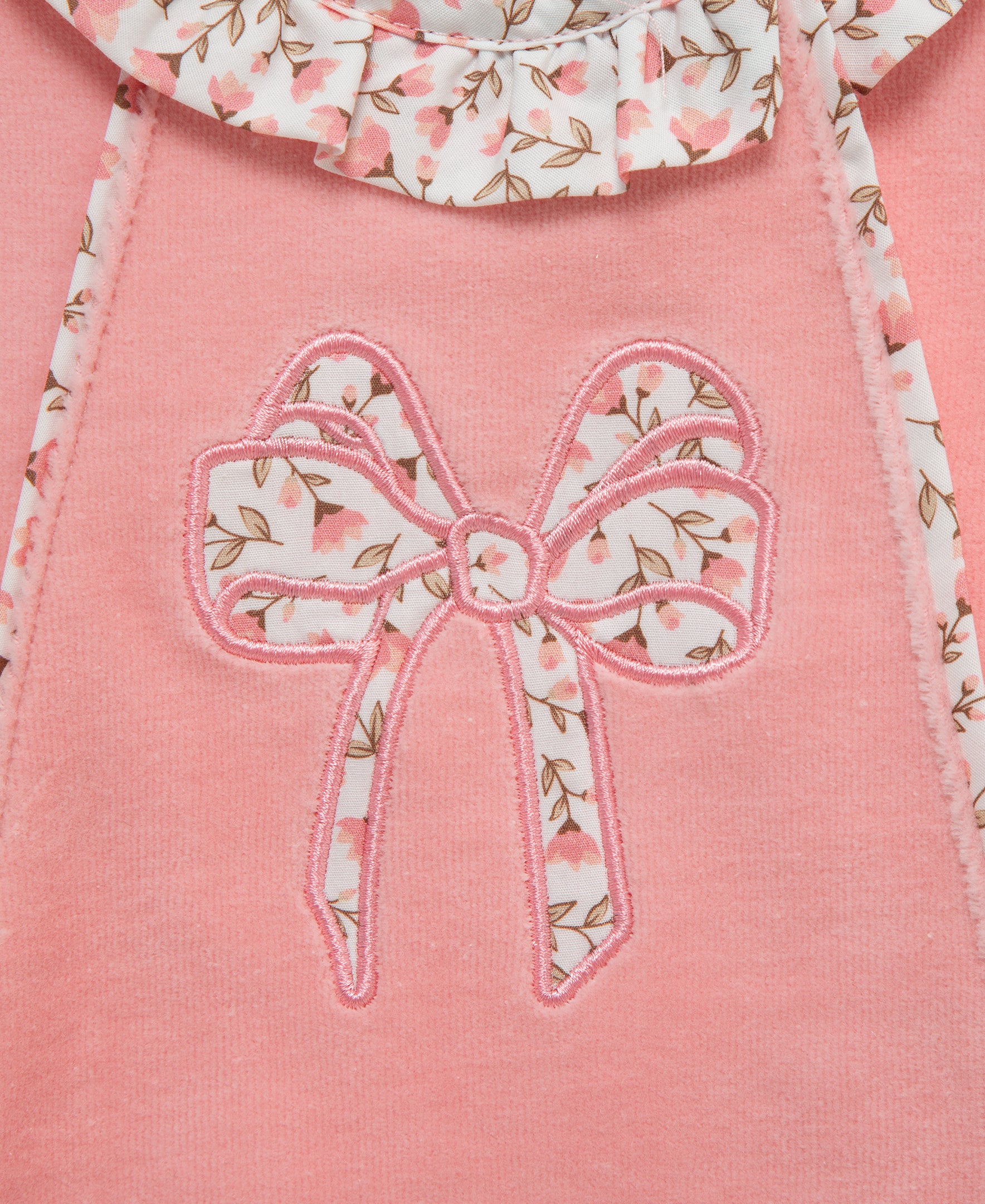 Floral Bow Velour Footie (3M-9M)
