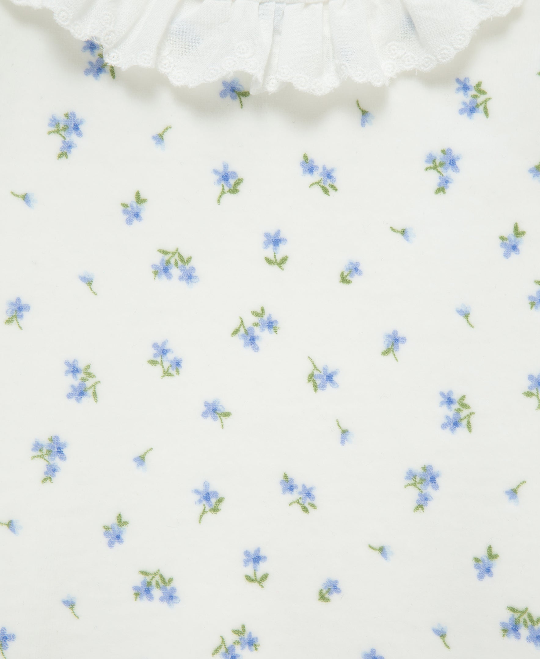 Tiny Blue Floral Velour Footie (3M-9M)