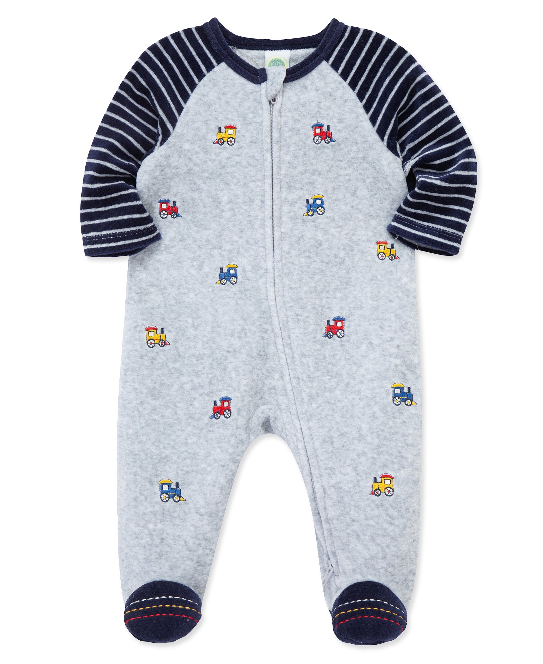 Train Velour Zip Footie (3M-9M)