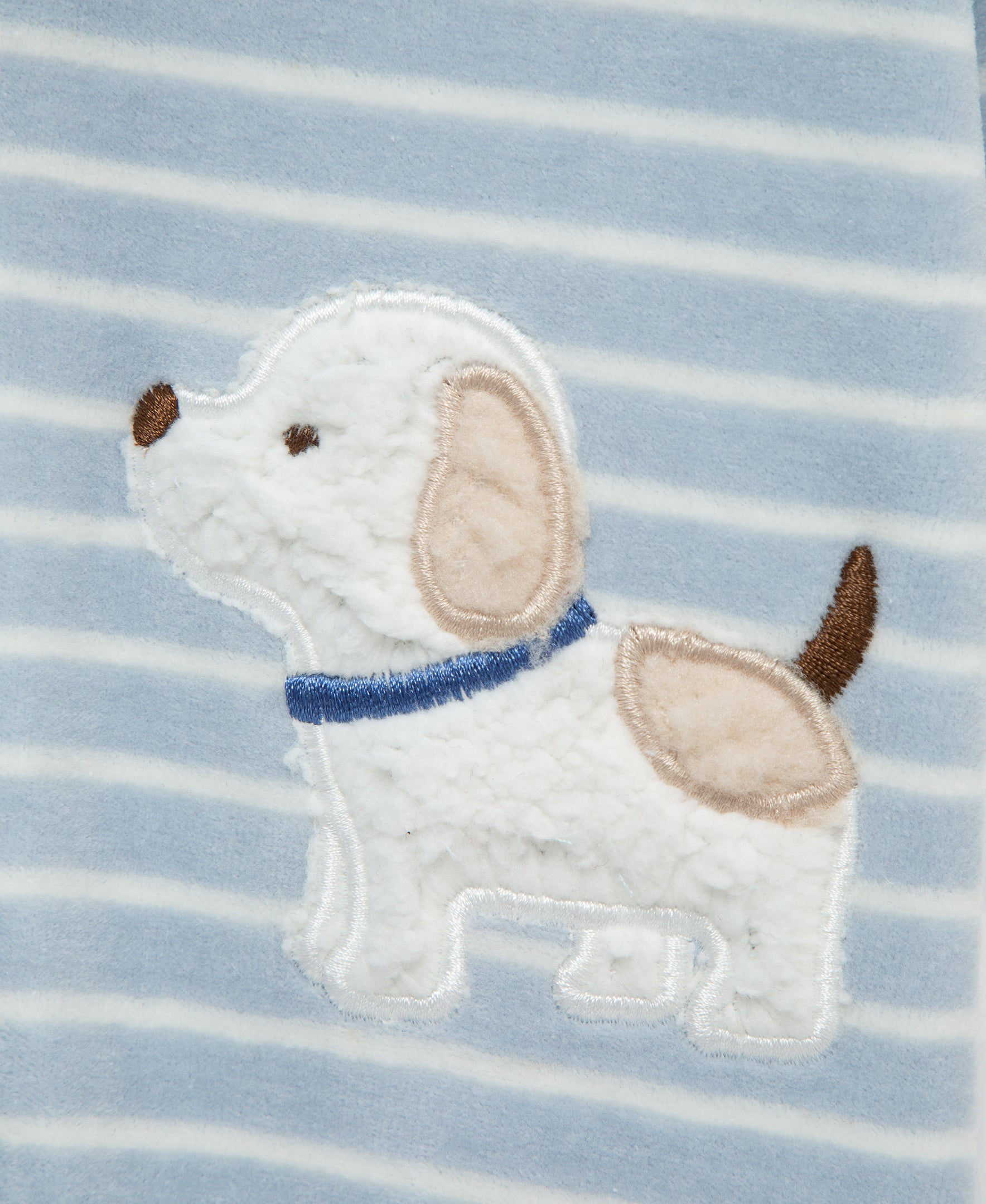 Fluffy Pup Zip Velour Footie (3M-9M)