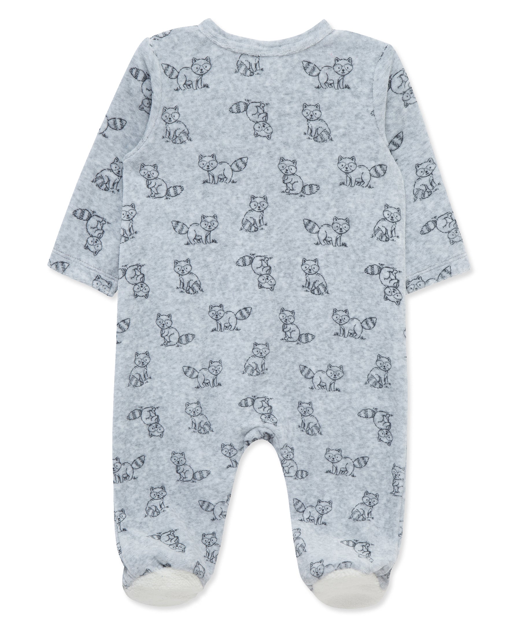 Racoon Zip Velour Footie (3M-9M)
