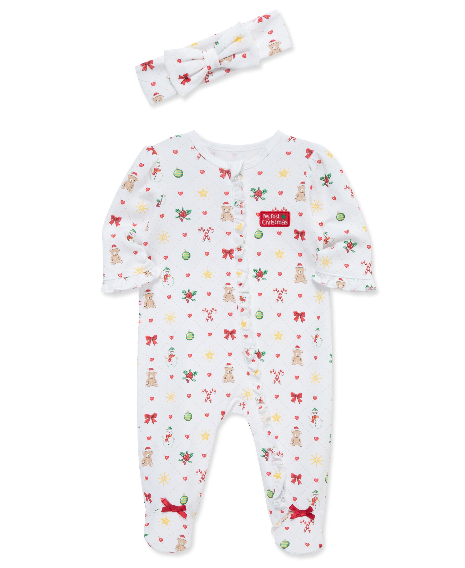 Festive Christmas Footie & Headband (NB-9M)