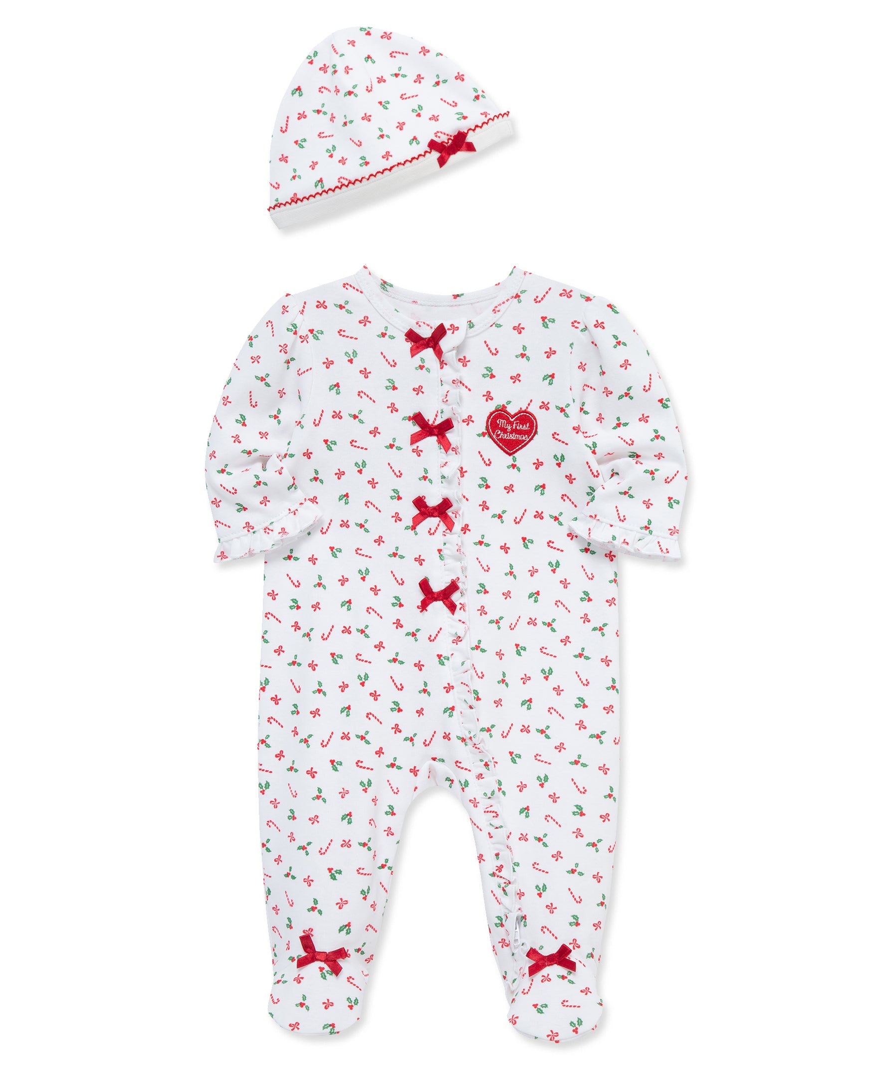 "My First Christmas" Candy Cane Footie Set (NB-9M)