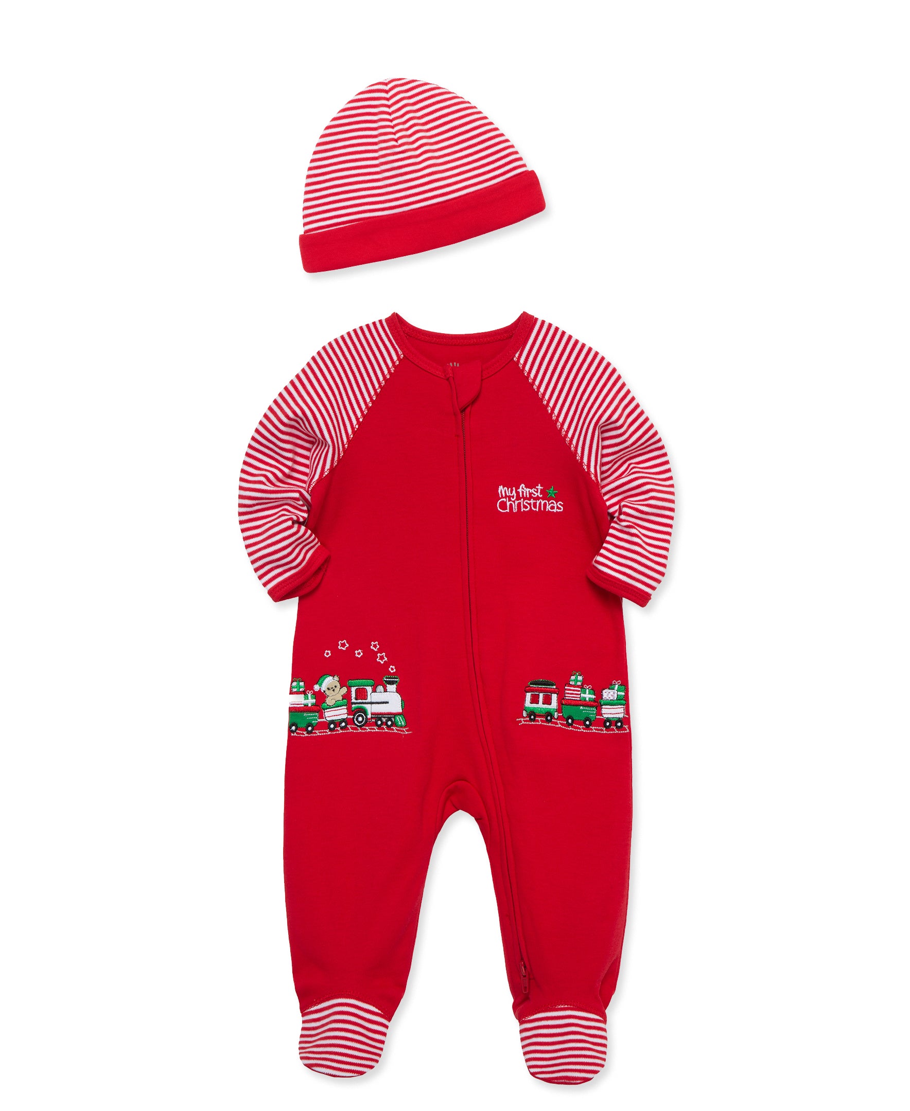 Train "My First Christmas" Footie & Hat (NB-9M)