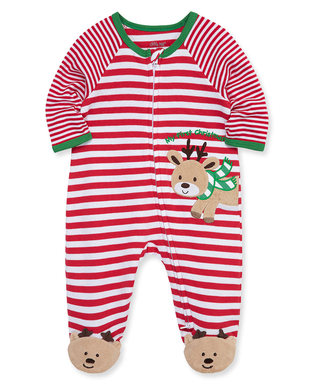 "My First Christmas" Reindeer Footie & Hat (NB-9M)
