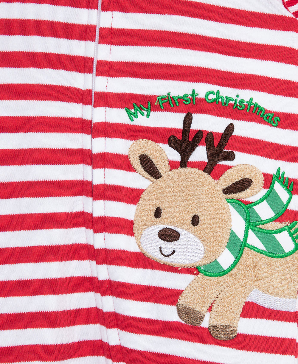 "My First Christmas" Reindeer Footie & Hat (NB-9M)