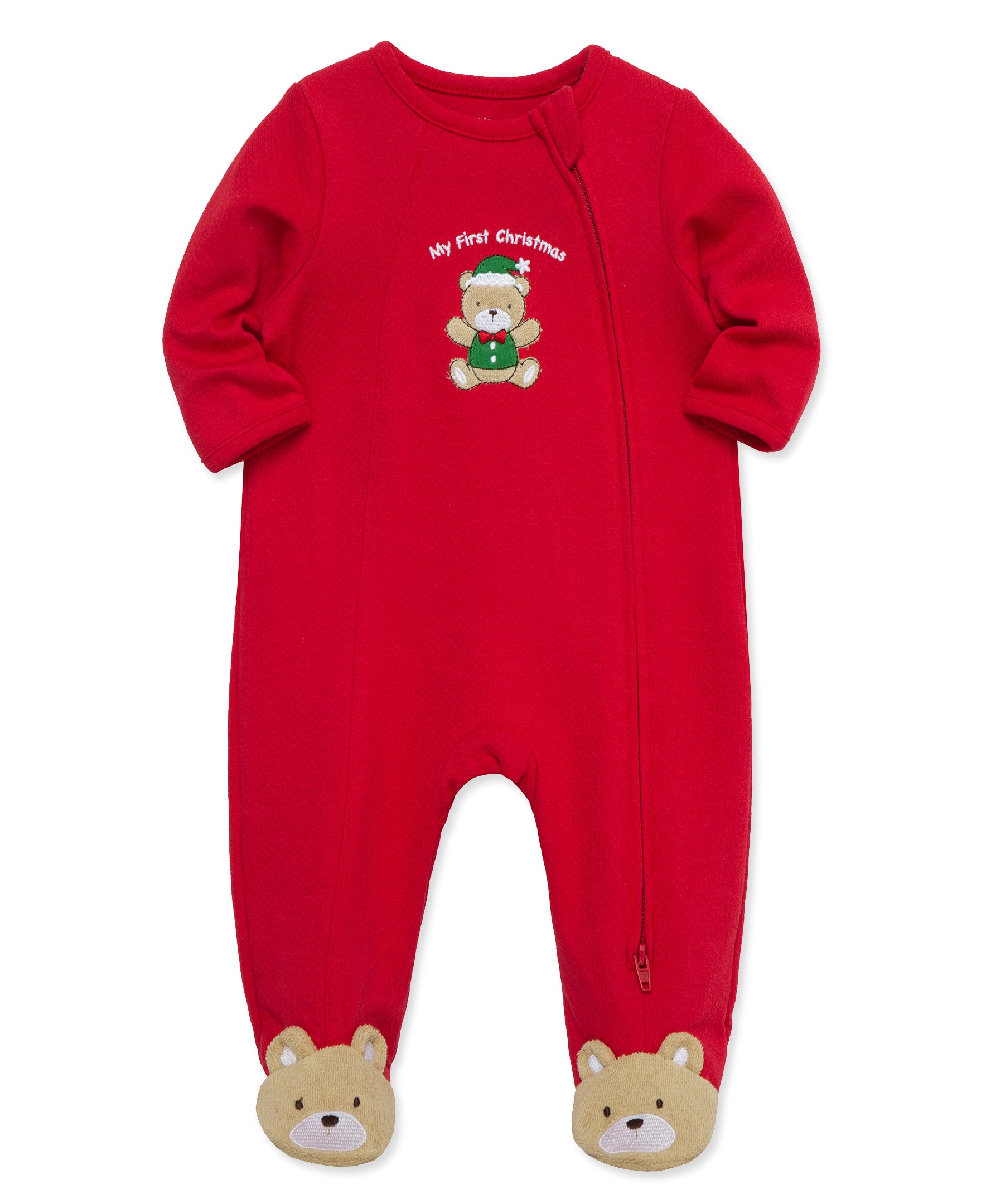 "My First Christmas" Bear Footie & Hat (NB-9M)