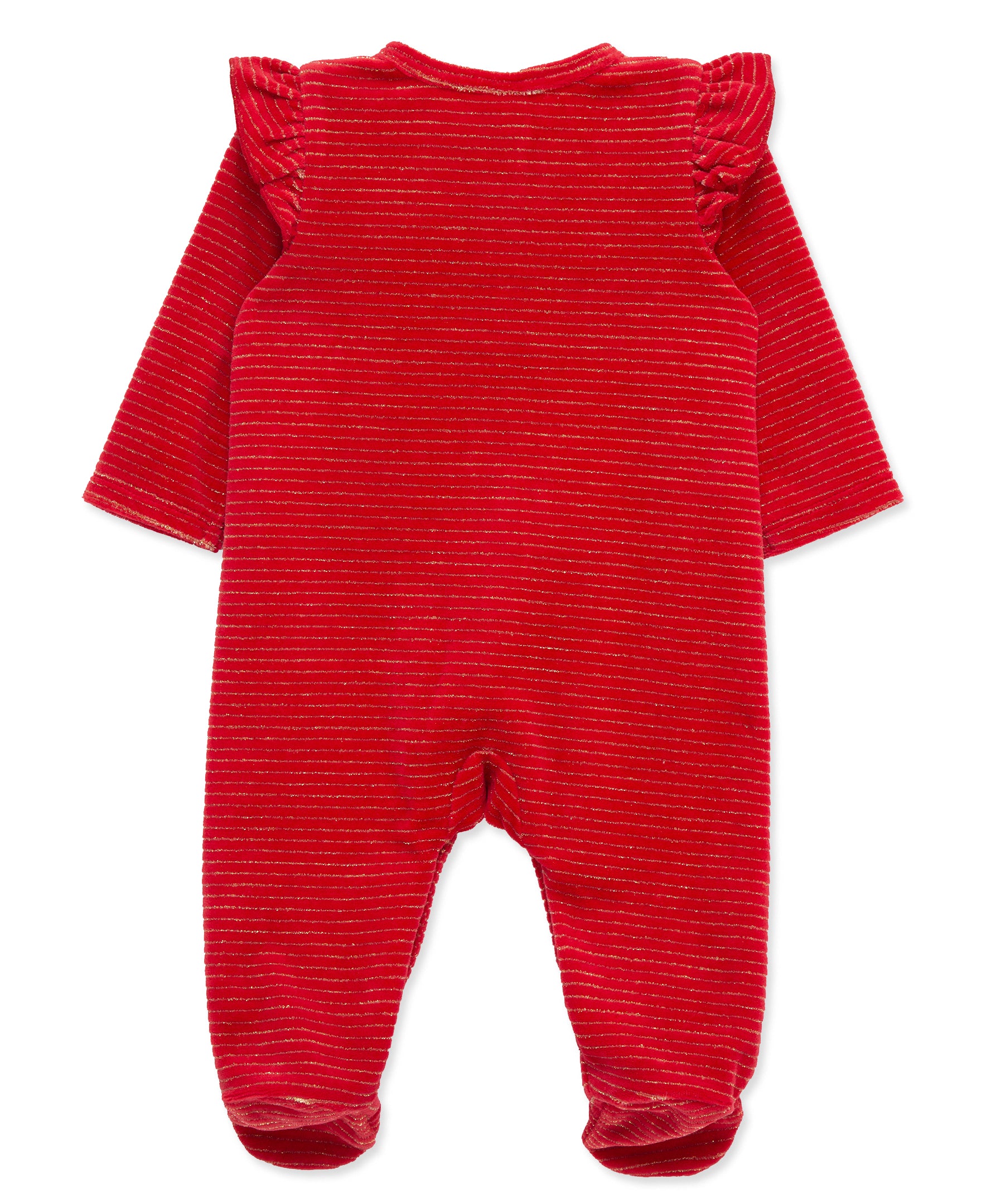 "My First Christmas" Stripe Velour Footie (3M-9M) - Little Me