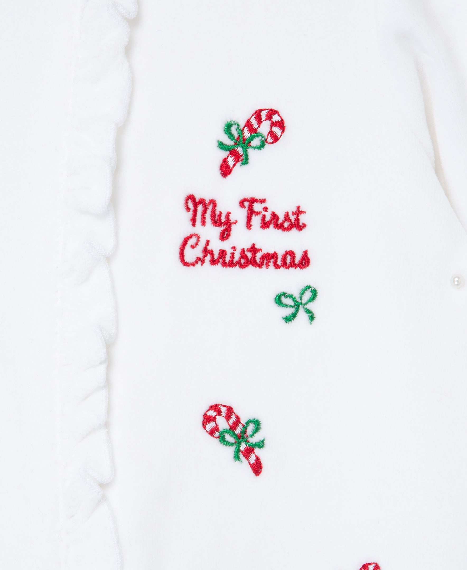 "My First Christmas" Candy Velour Footie (3M-9M) - Little Me