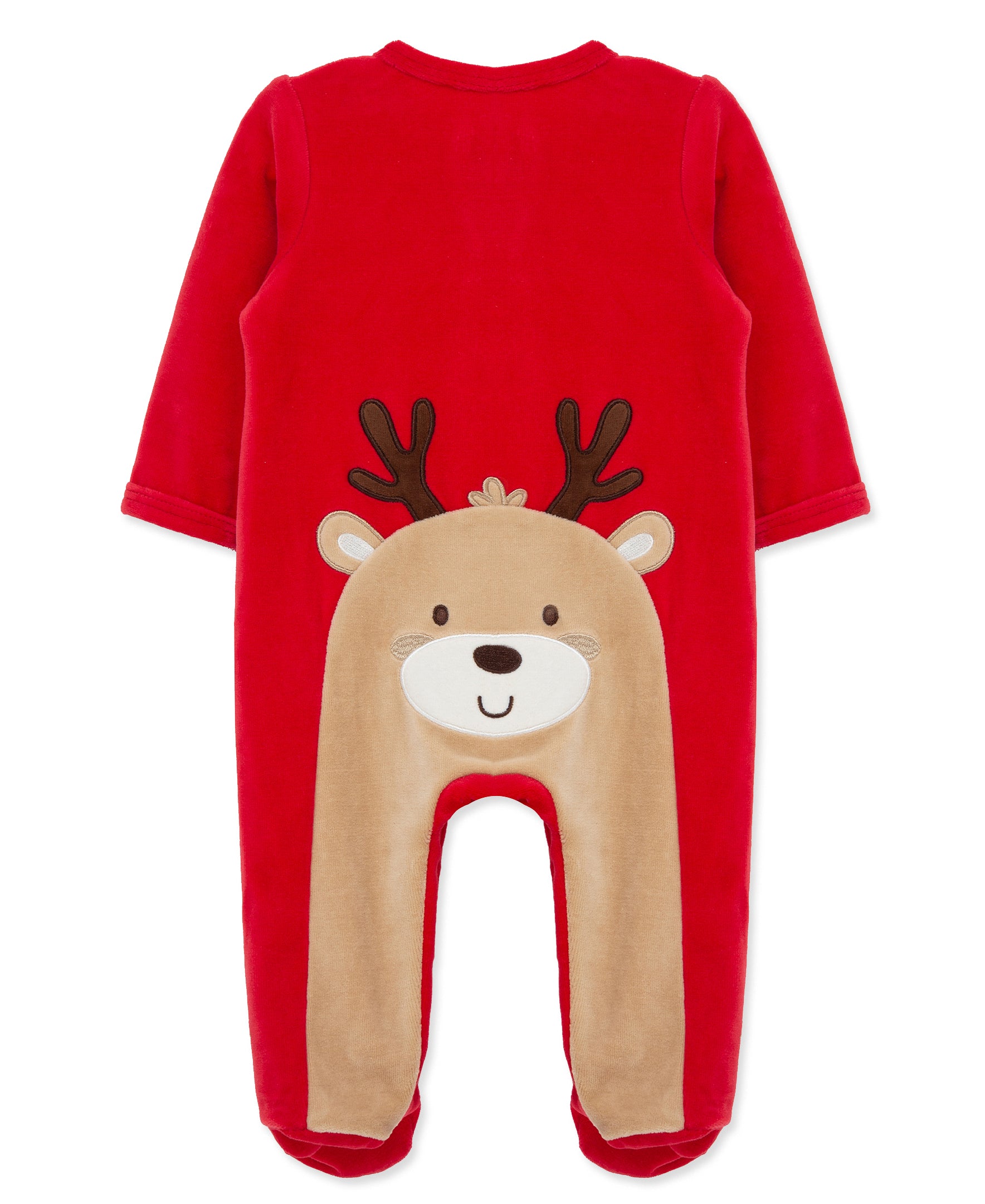 "My First Christmas" Reindeer Velour Footie (3M-9M) - Little Me