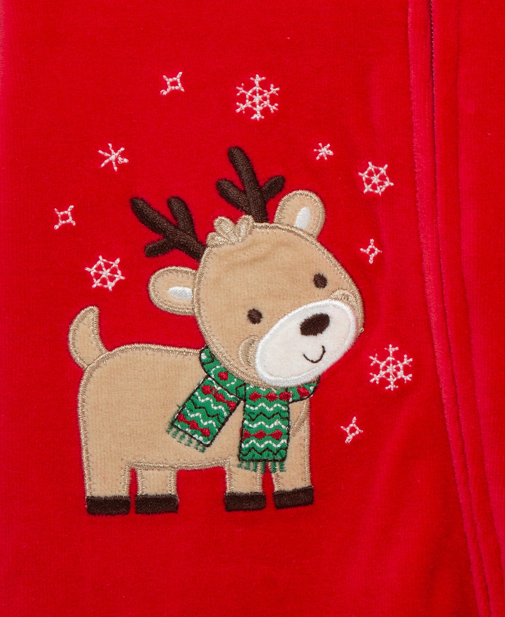 "My First Christmas" Reindeer Velour Footie (3M-9M) - Little Me