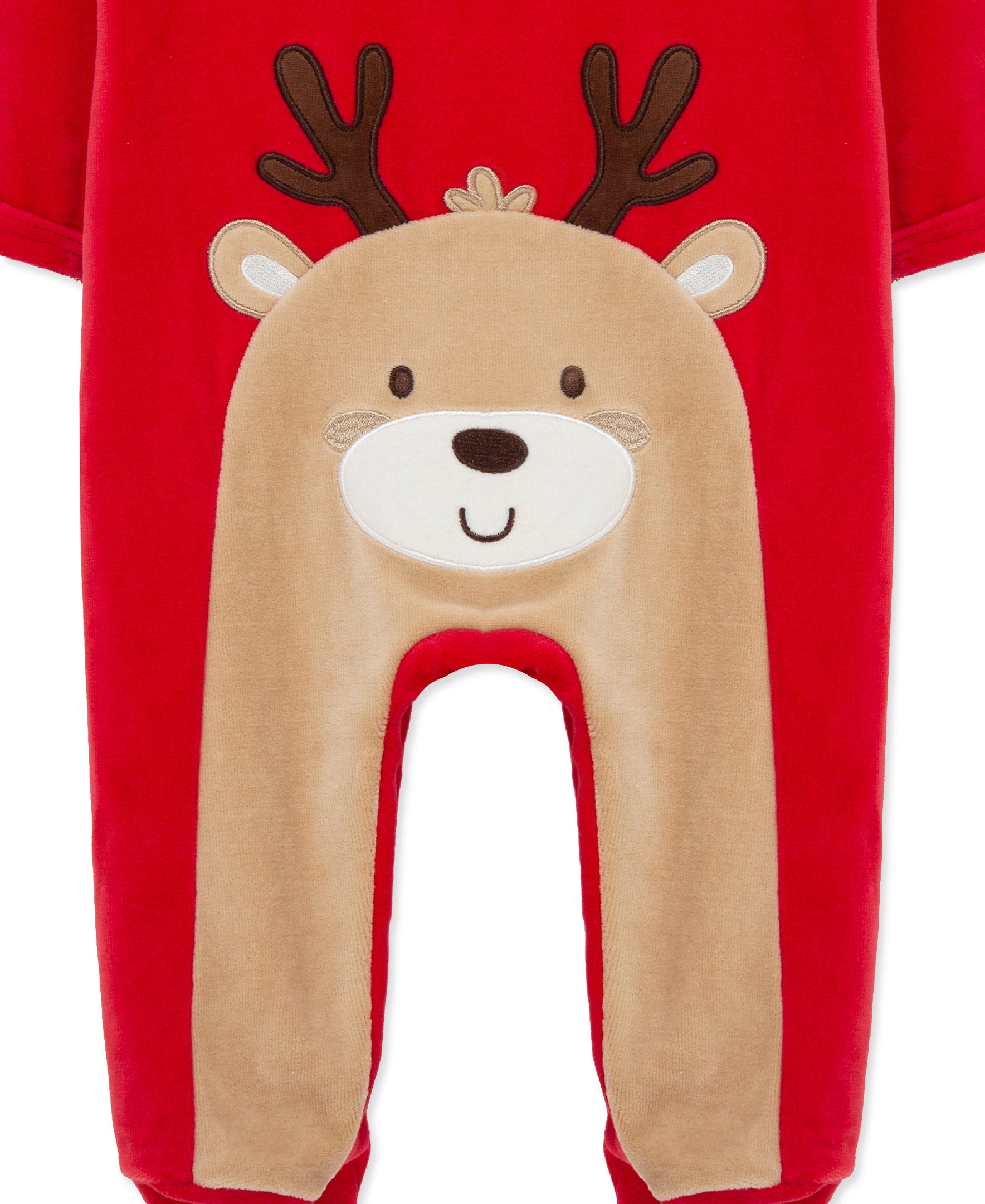 "My First Christmas" Reindeer Velour Footie (3M-9M) - Little Me