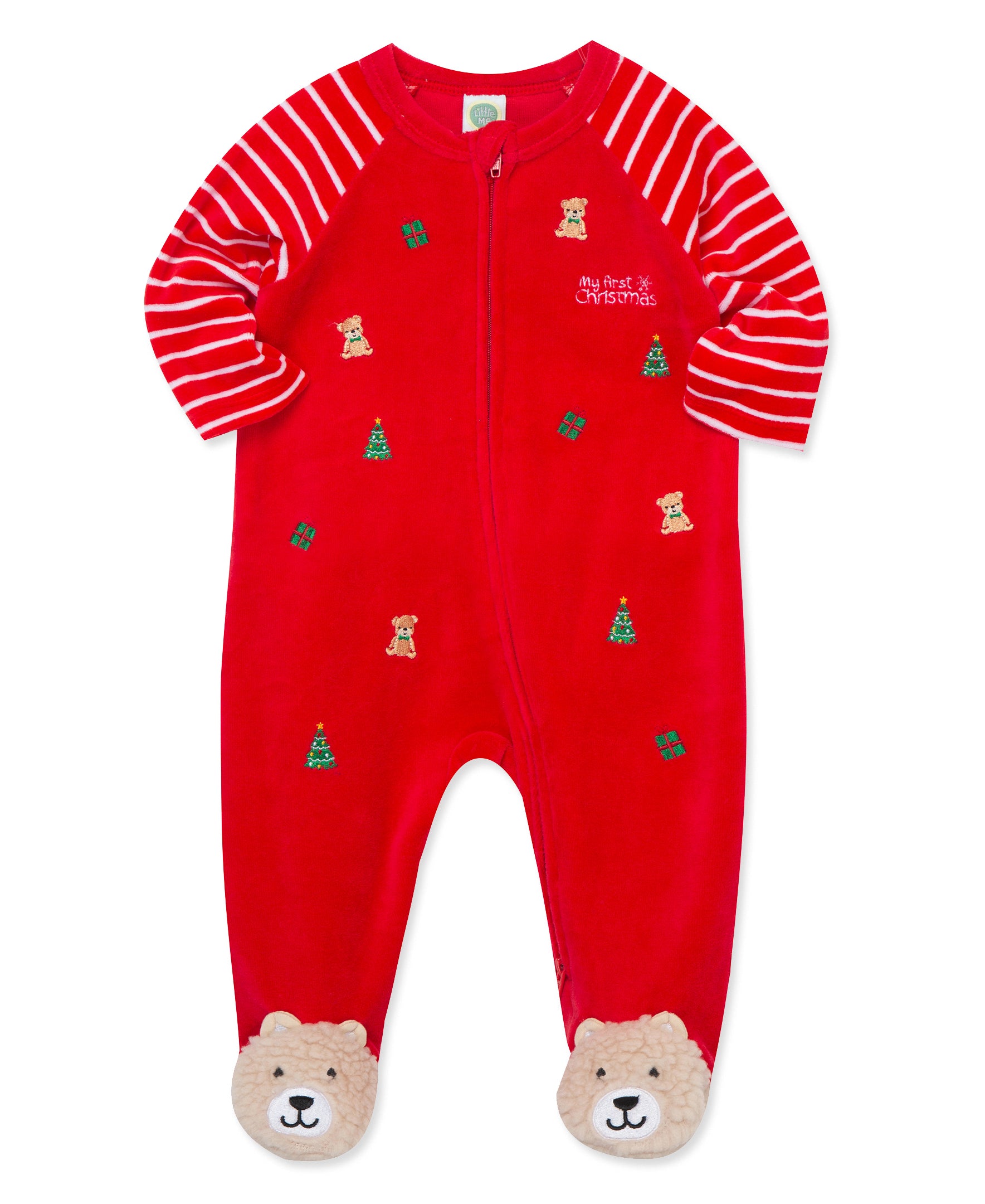 Toy Bear Velour Footie (3M-9M) - Little Me
