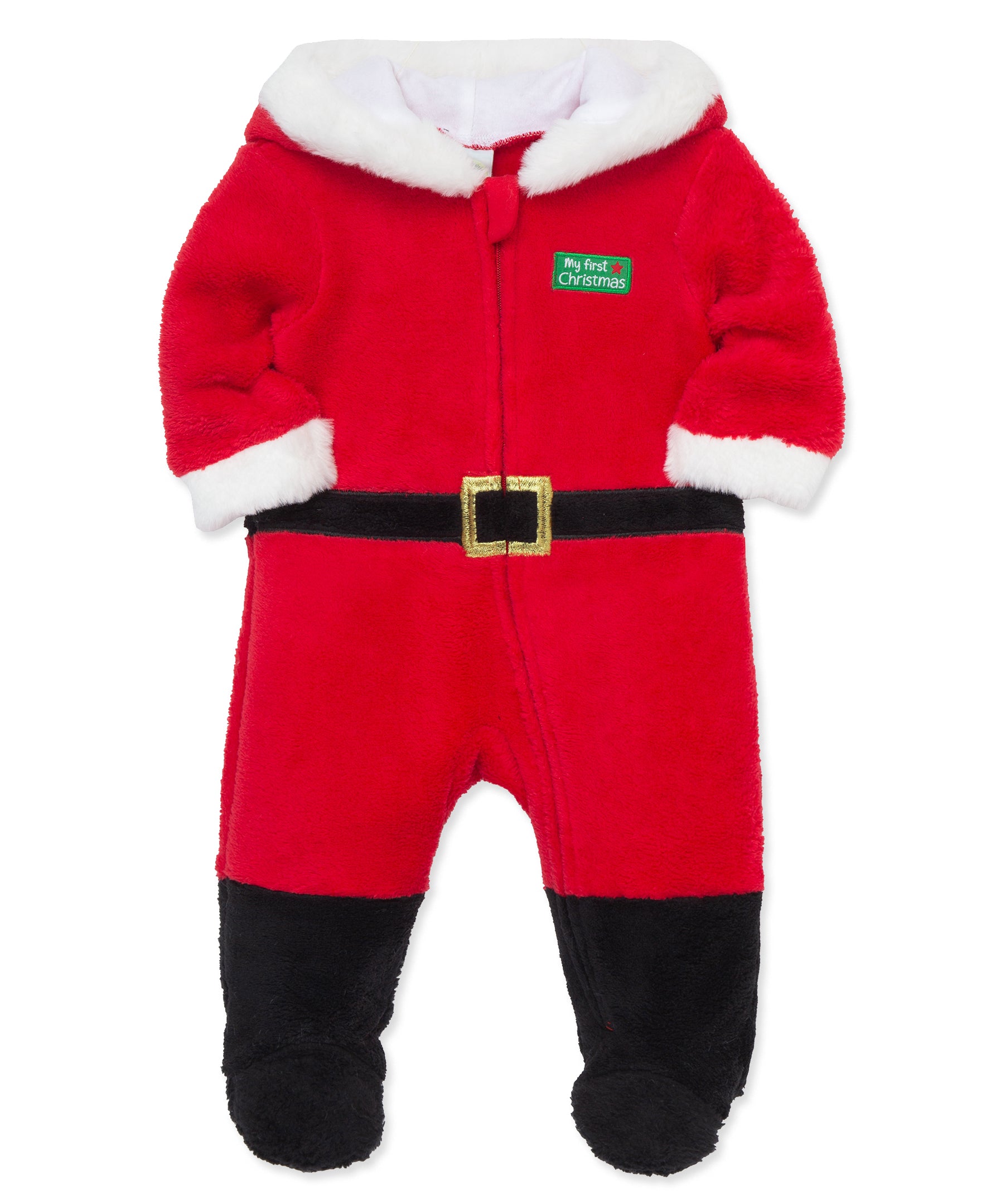 Santa Fleece Christmas Footie (3M-9M) - Little Me