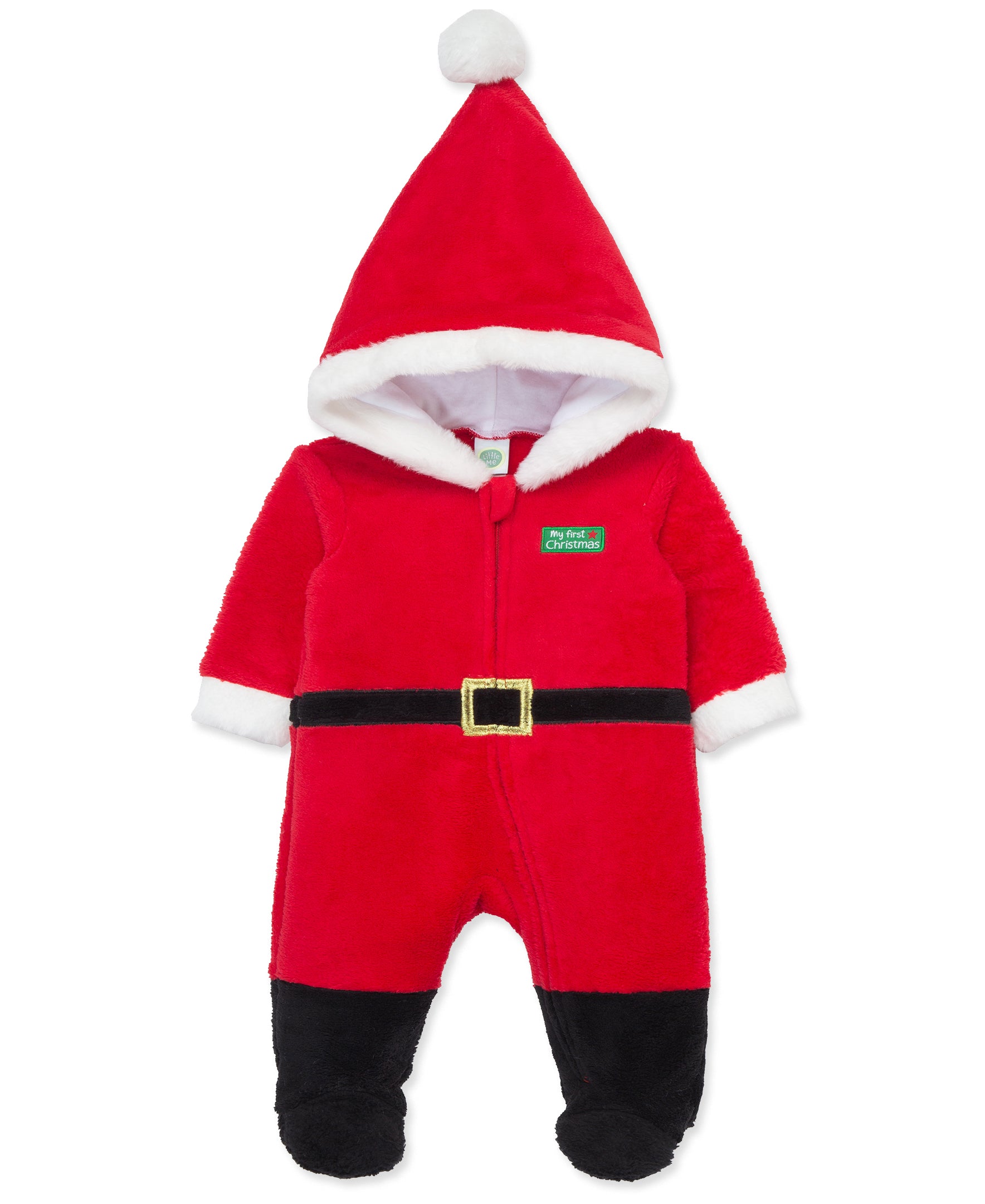 Santa Fleece Christmas Footie (3M-9M) - Little Me