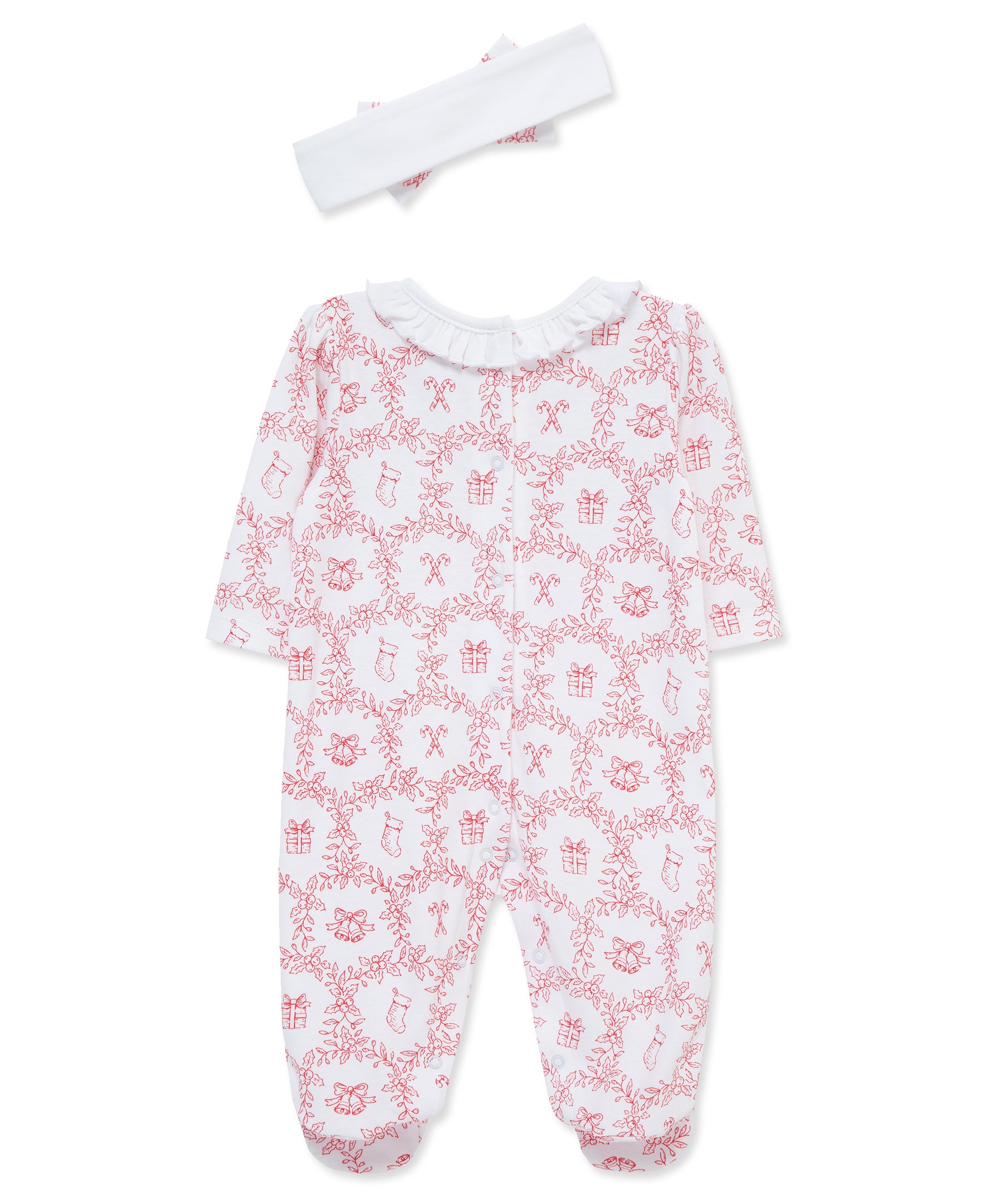Festive Toile Footie & Headband (NB-9M) - Little Me