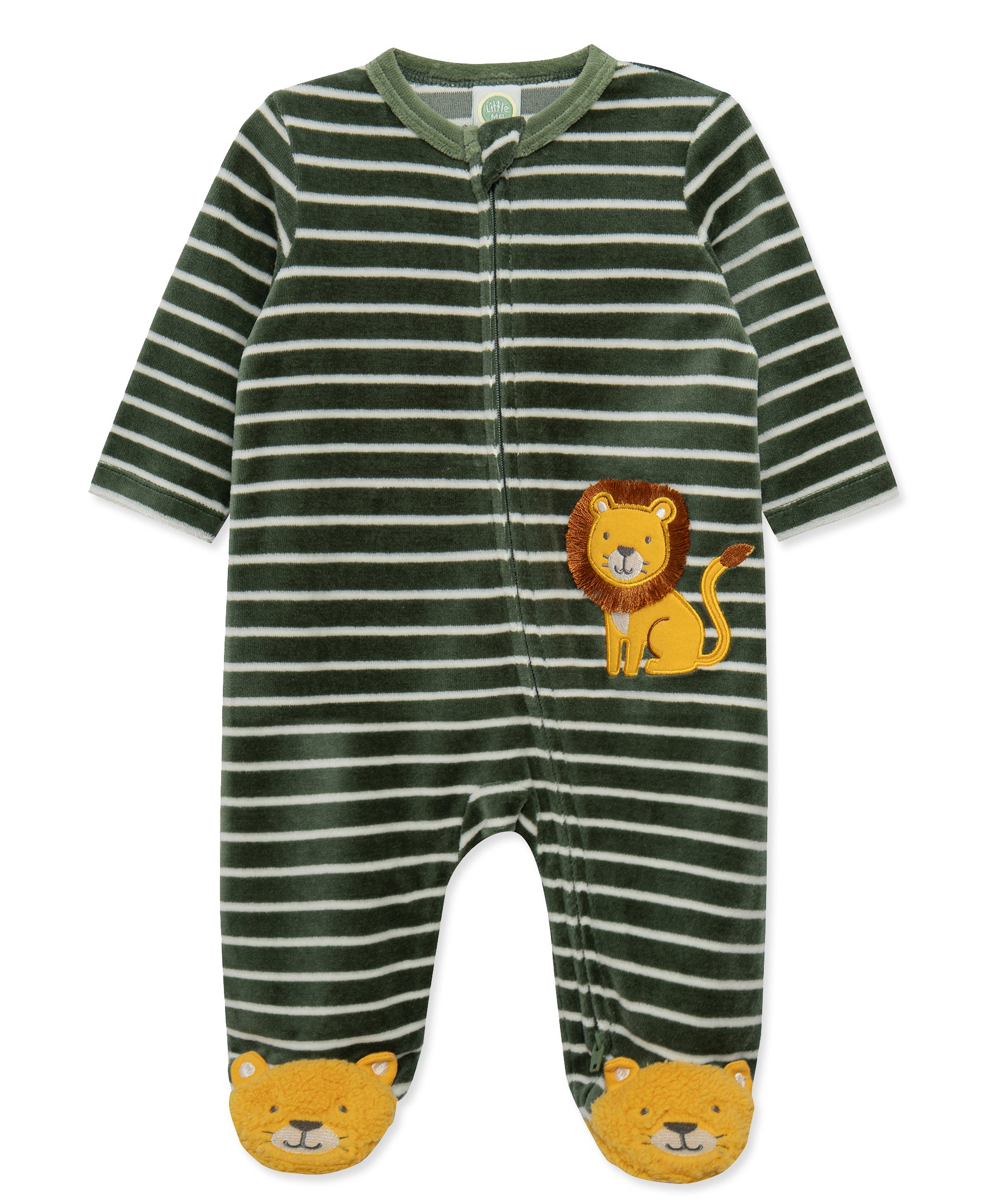 Lion Velour Footie (3M-9M) - Little Me