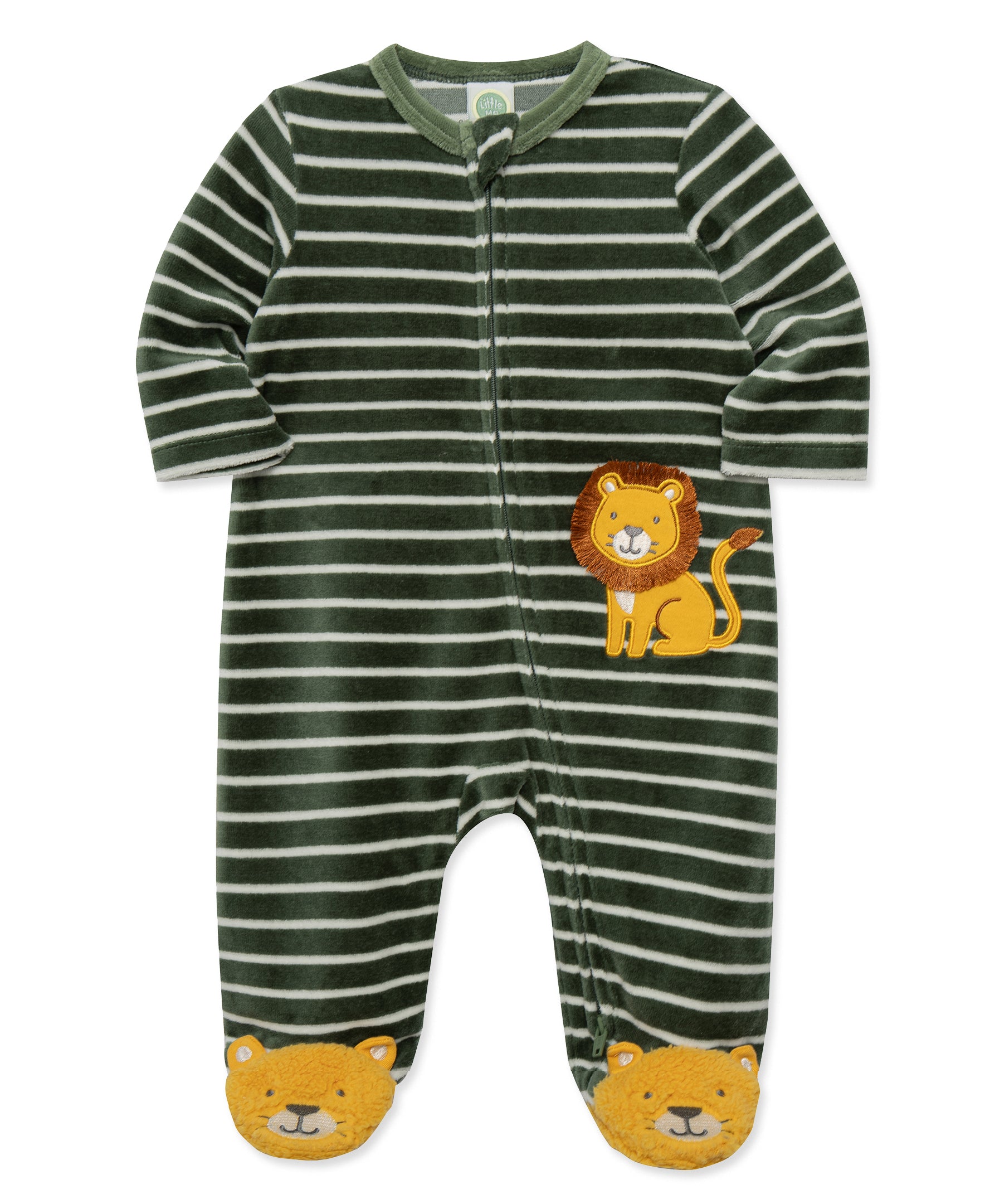 Lion Velour Footie (3M-9M) - Little Me