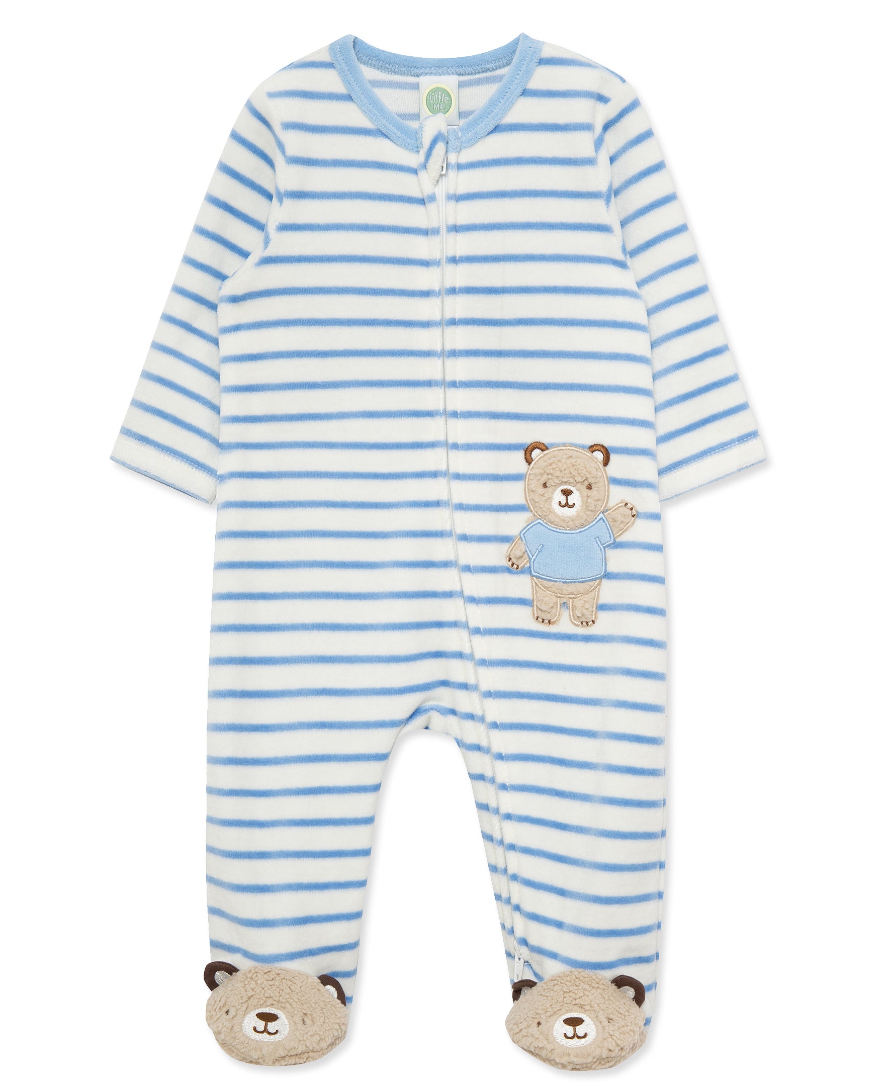 Fuzzy Bear Velour Footie (3M-9M) - Little Me