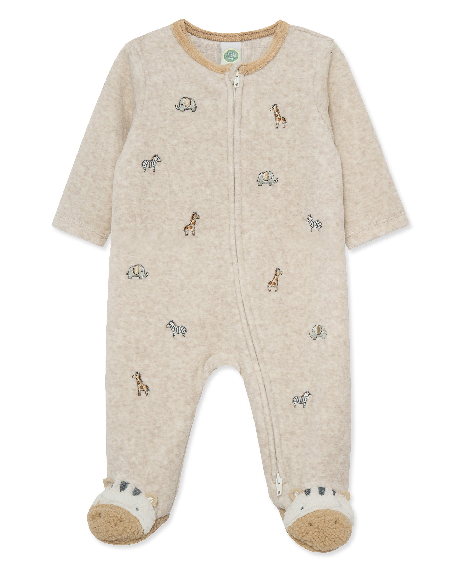 Safari Velour Footie (3M-9M) - Little Me