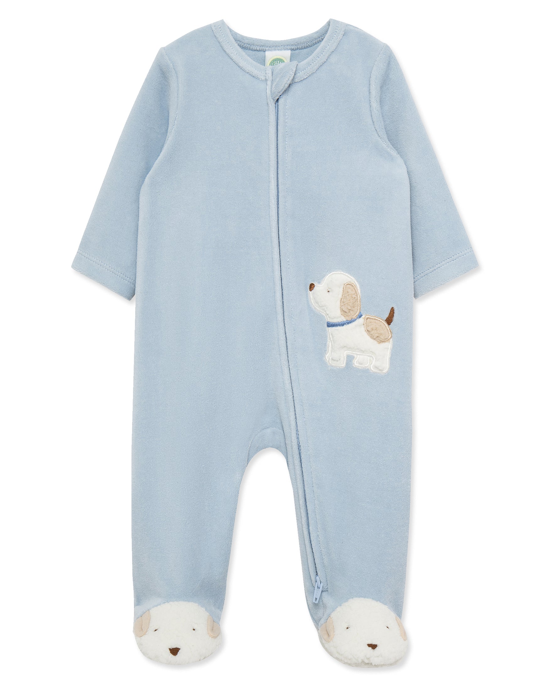 Fluffy Pup Velour Footie - Little Me