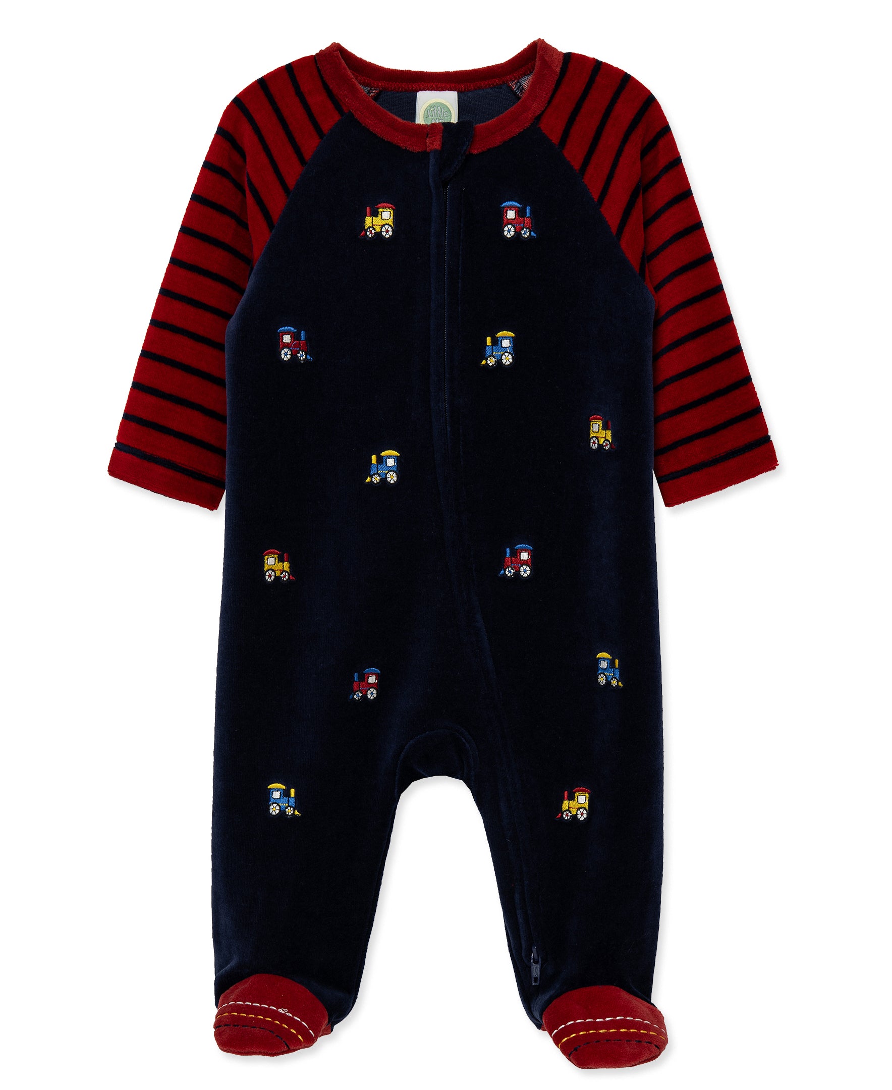 Trains Velour Footie (3M-9M) - Little Me