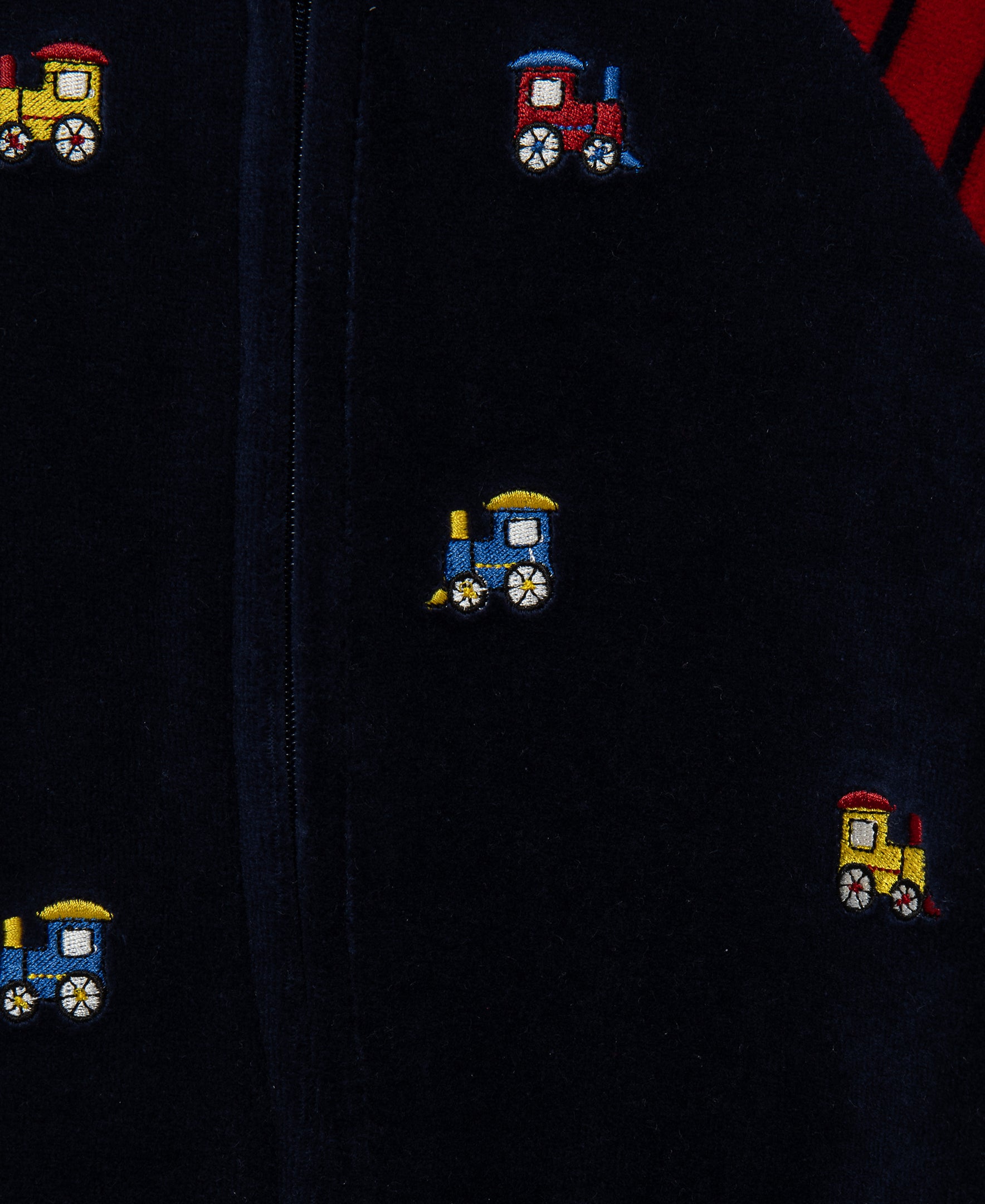 Trains Velour Footie (3M-9M) - Little Me