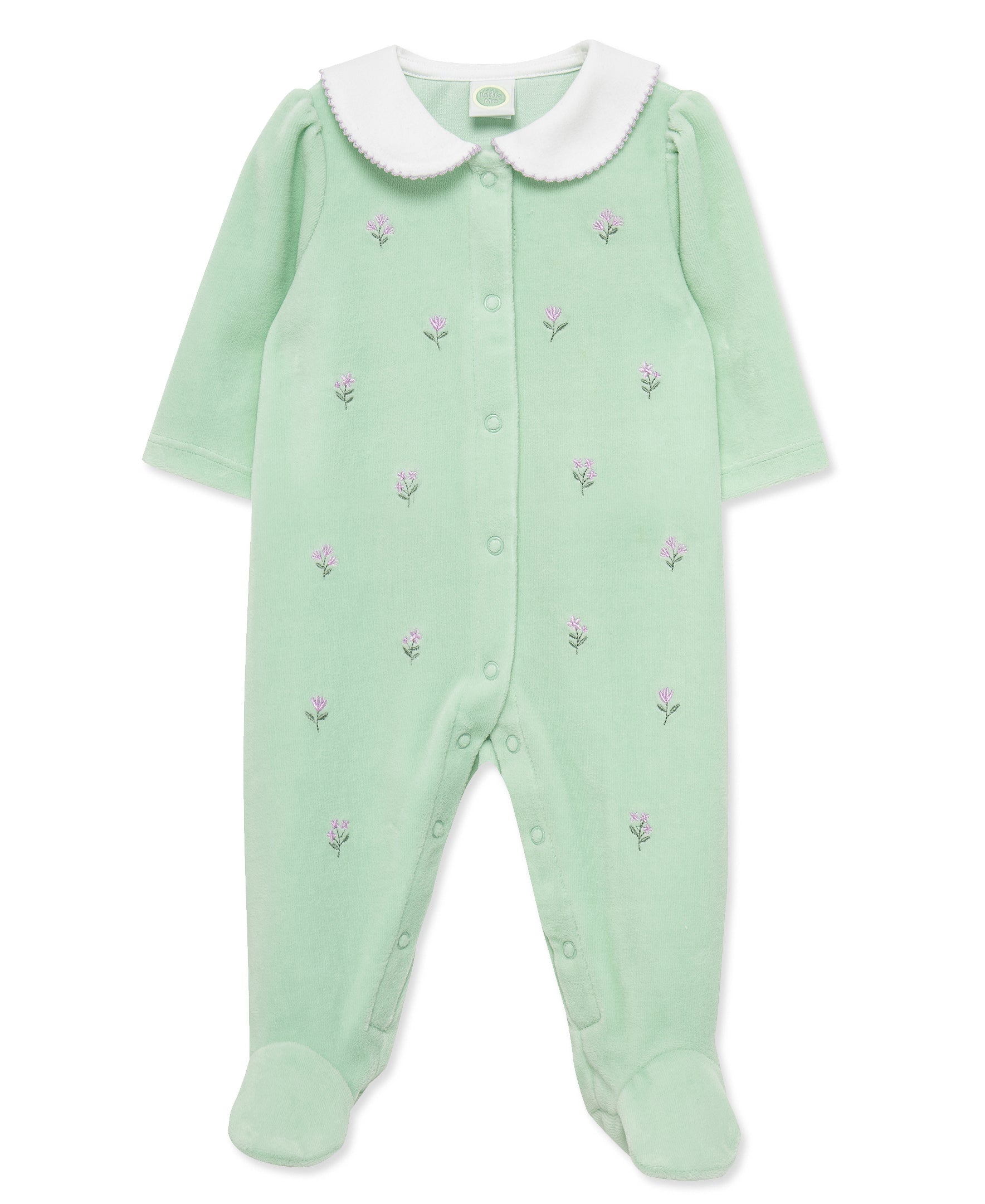 Sweet Floral Velour Footie (3M-9M) - Little Me
