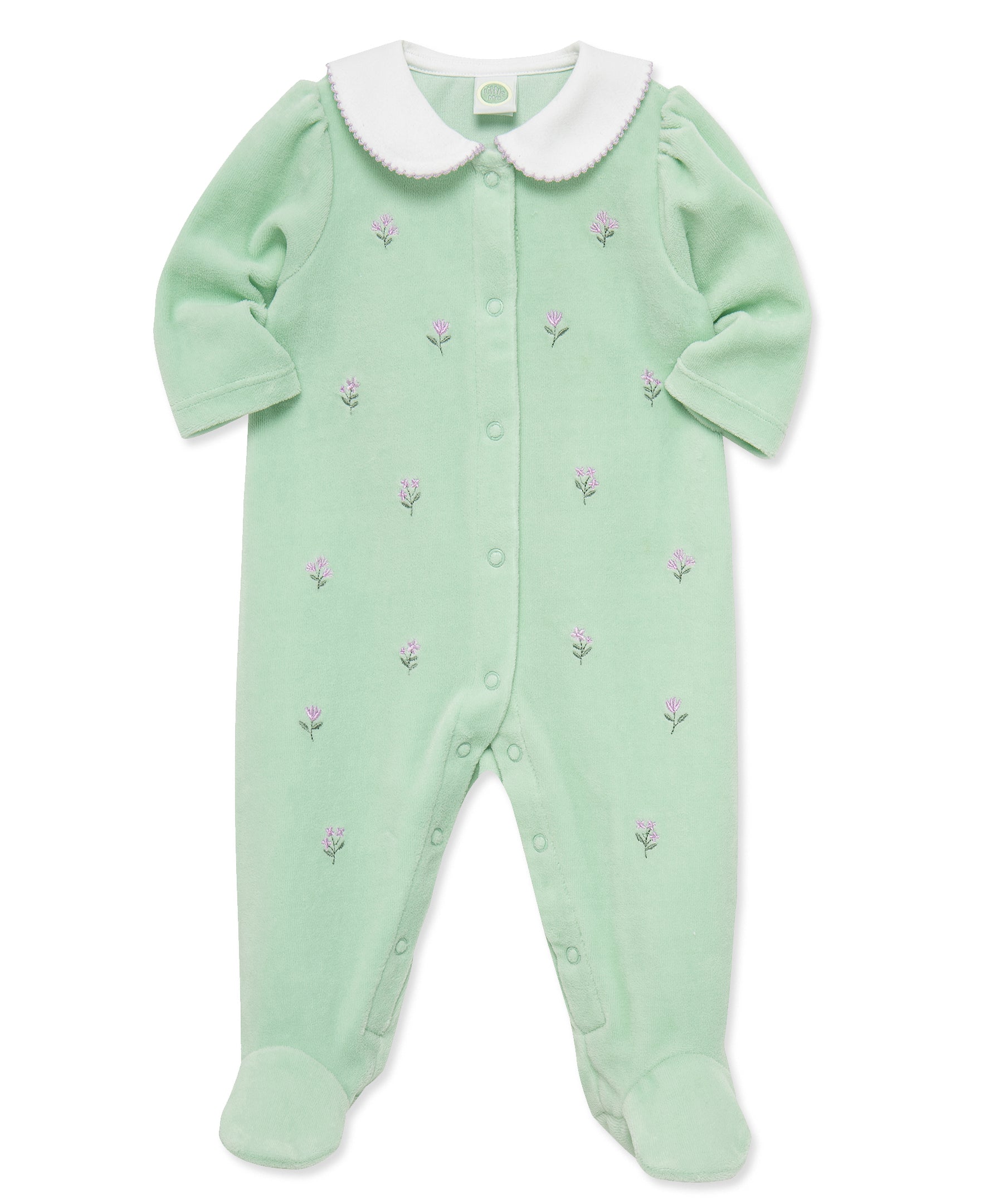 Sweet Floral Velour Footie (3M-9M) - Little Me