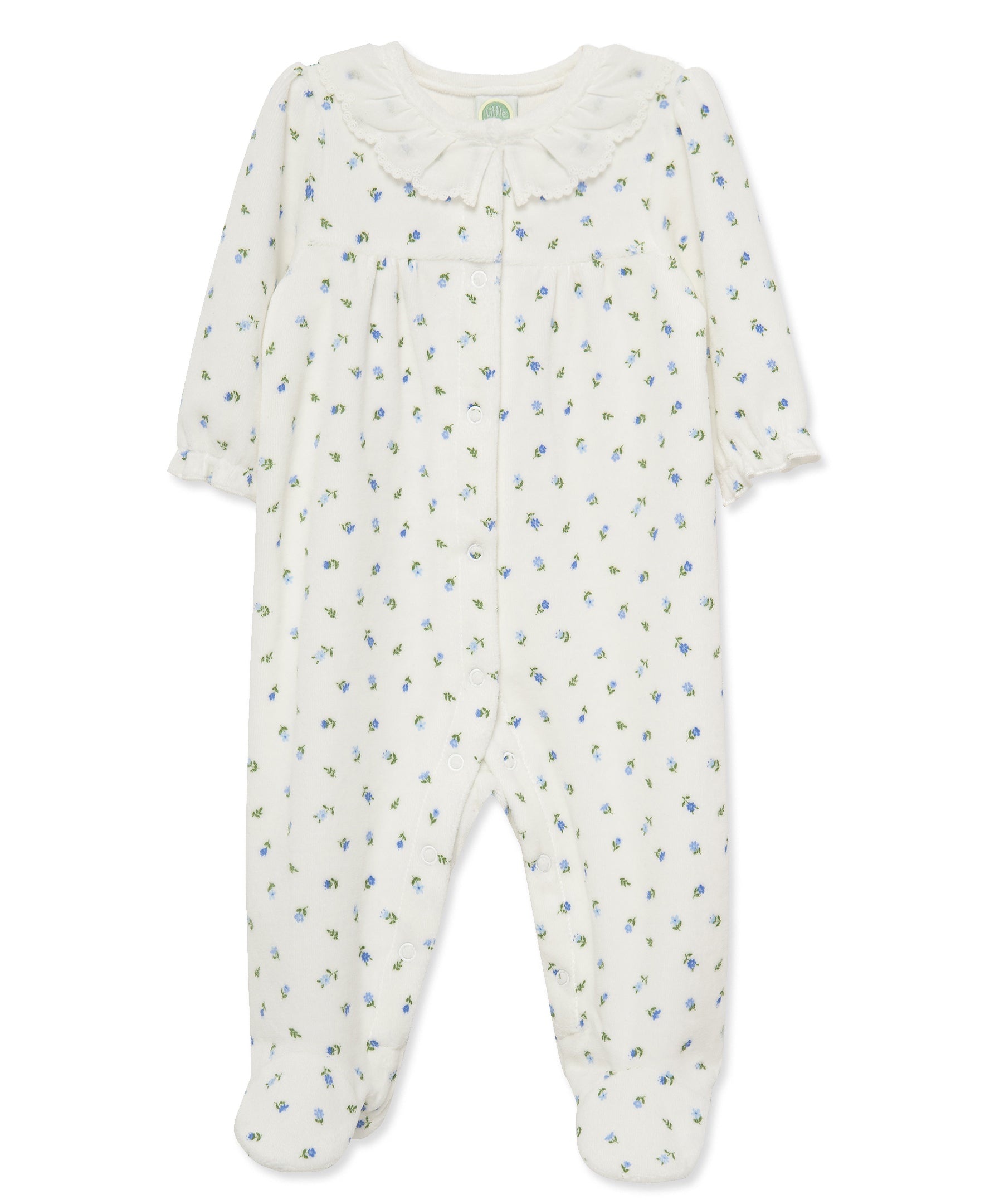 Tiny Floral Velour Footie (3M-9M) - Little Me