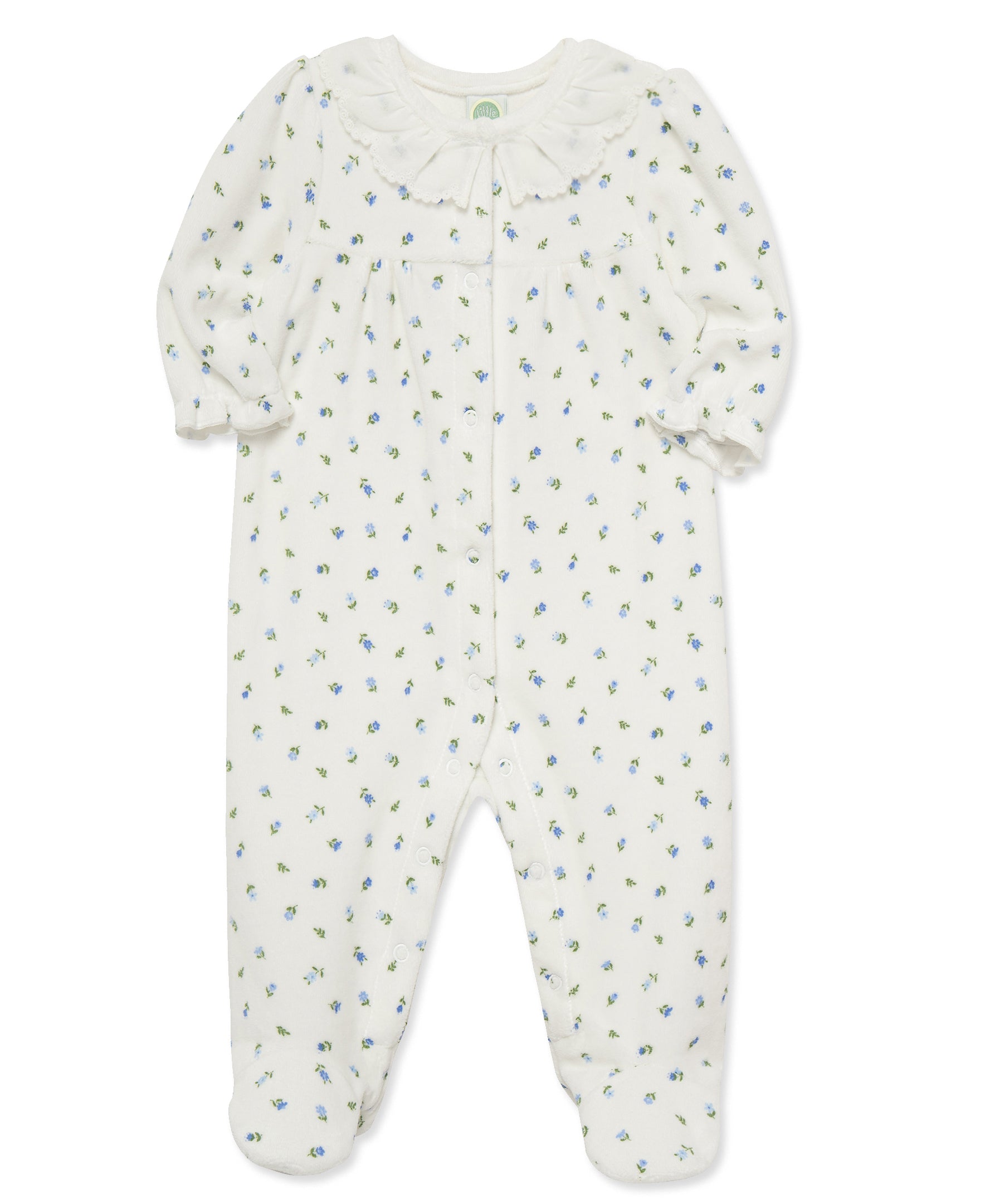 Tiny Floral Velour Footie (3M-9M) - Little Me