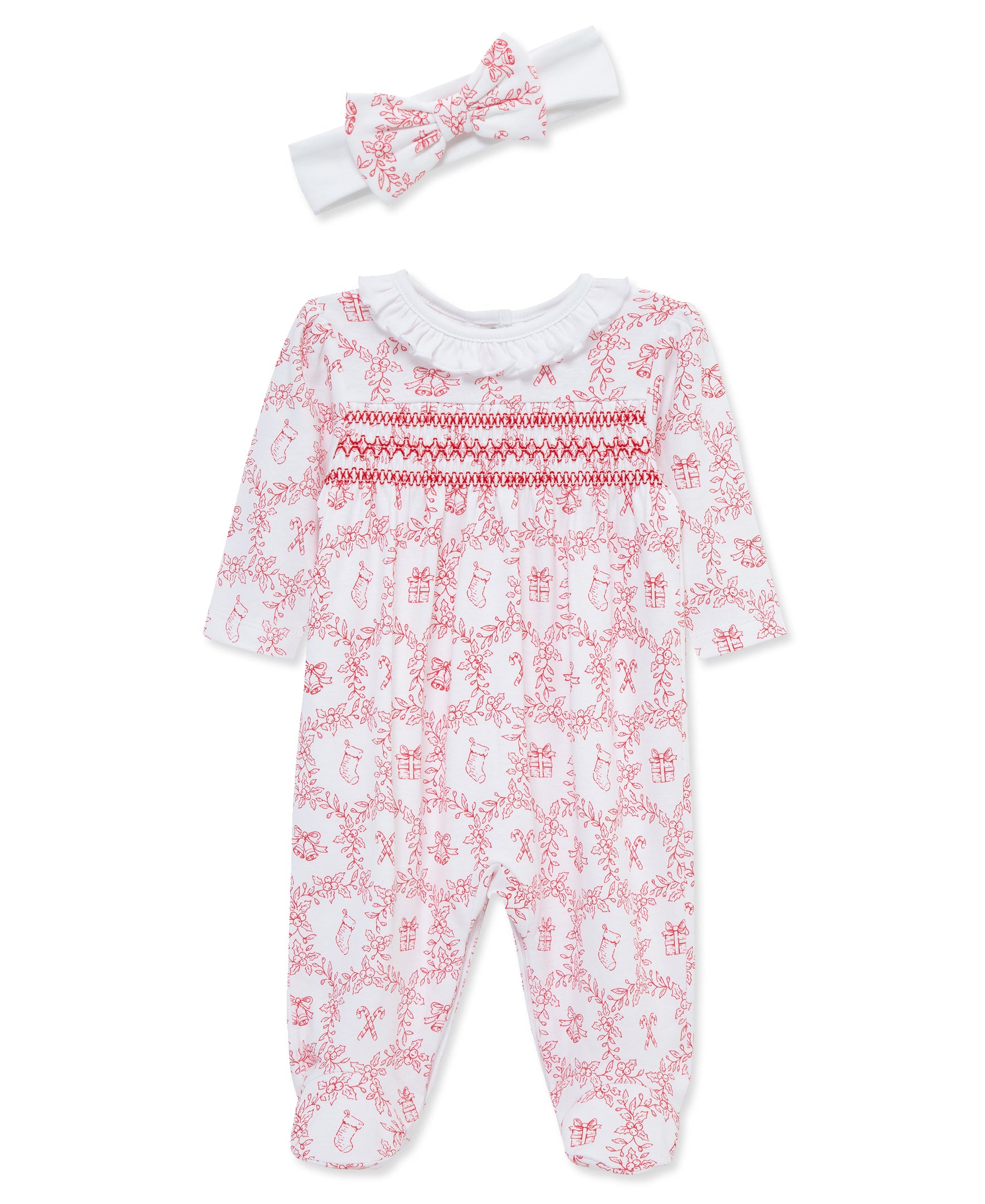 Festive Toile Footie & Headband (NB-9M) - Little Me