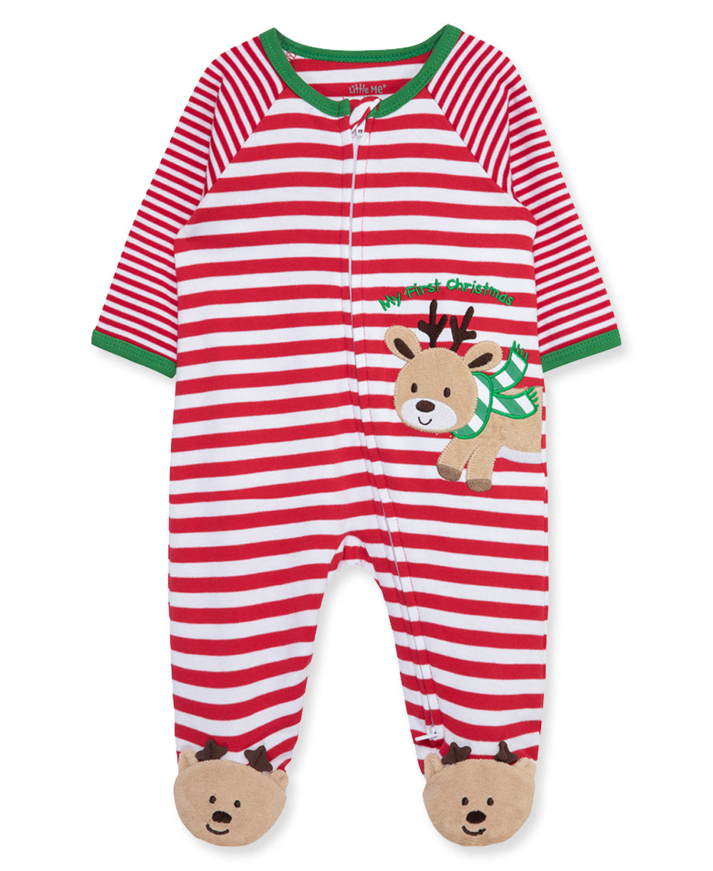 Reindeer Stripe Footie (NM-9M) - Little Me