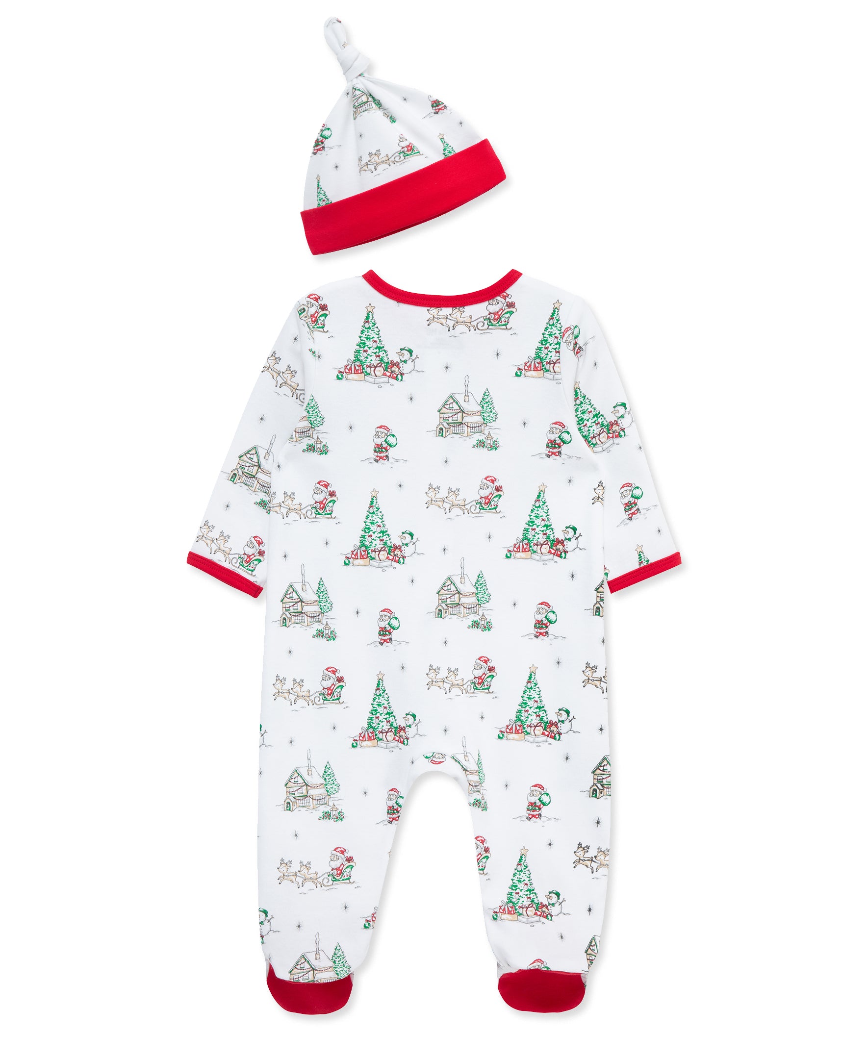 Holiday Scene Footie & Hat (NM-9M) - Little Me