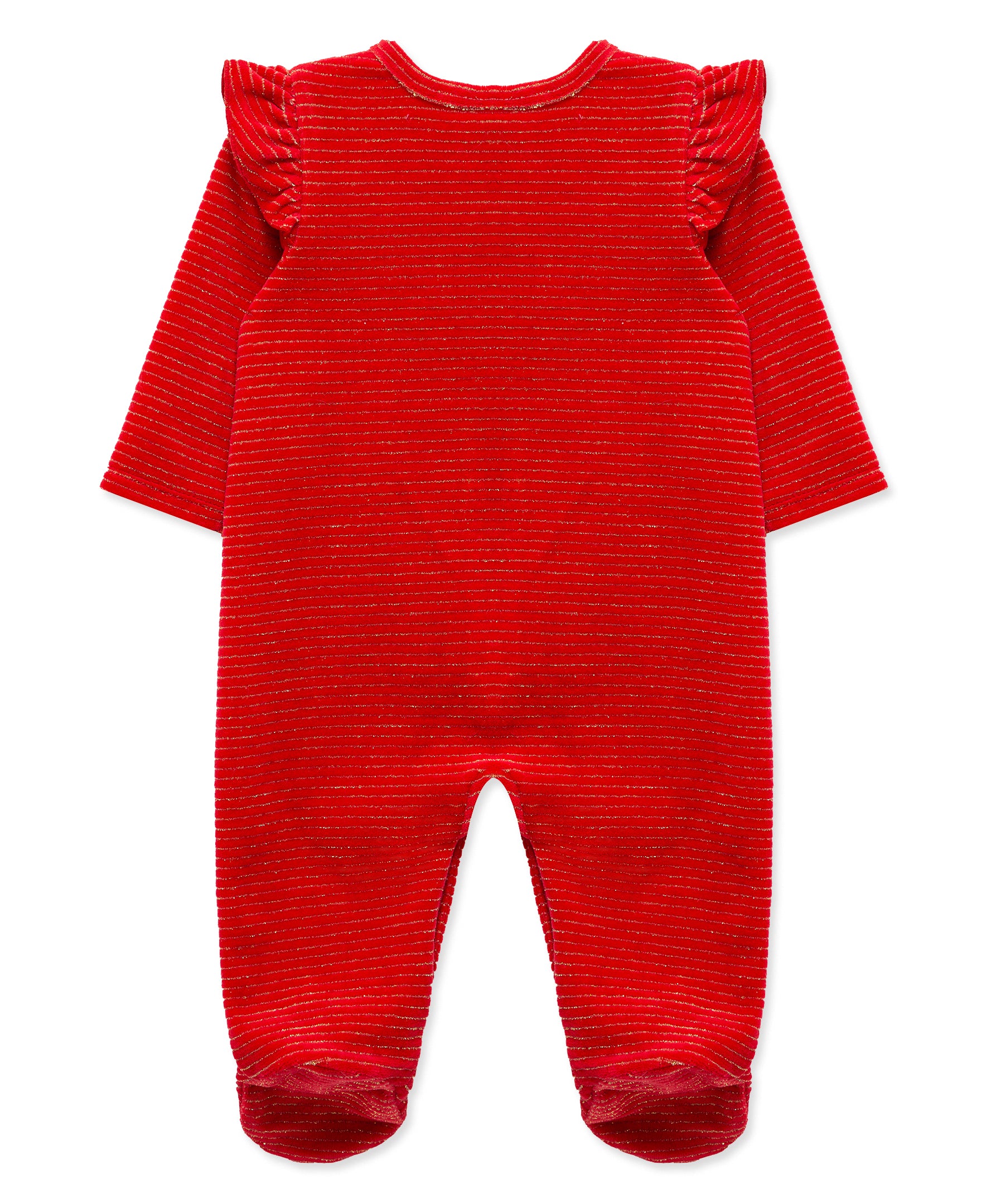 Festive Stripe Velour Footie (3M-9M) - Little Me