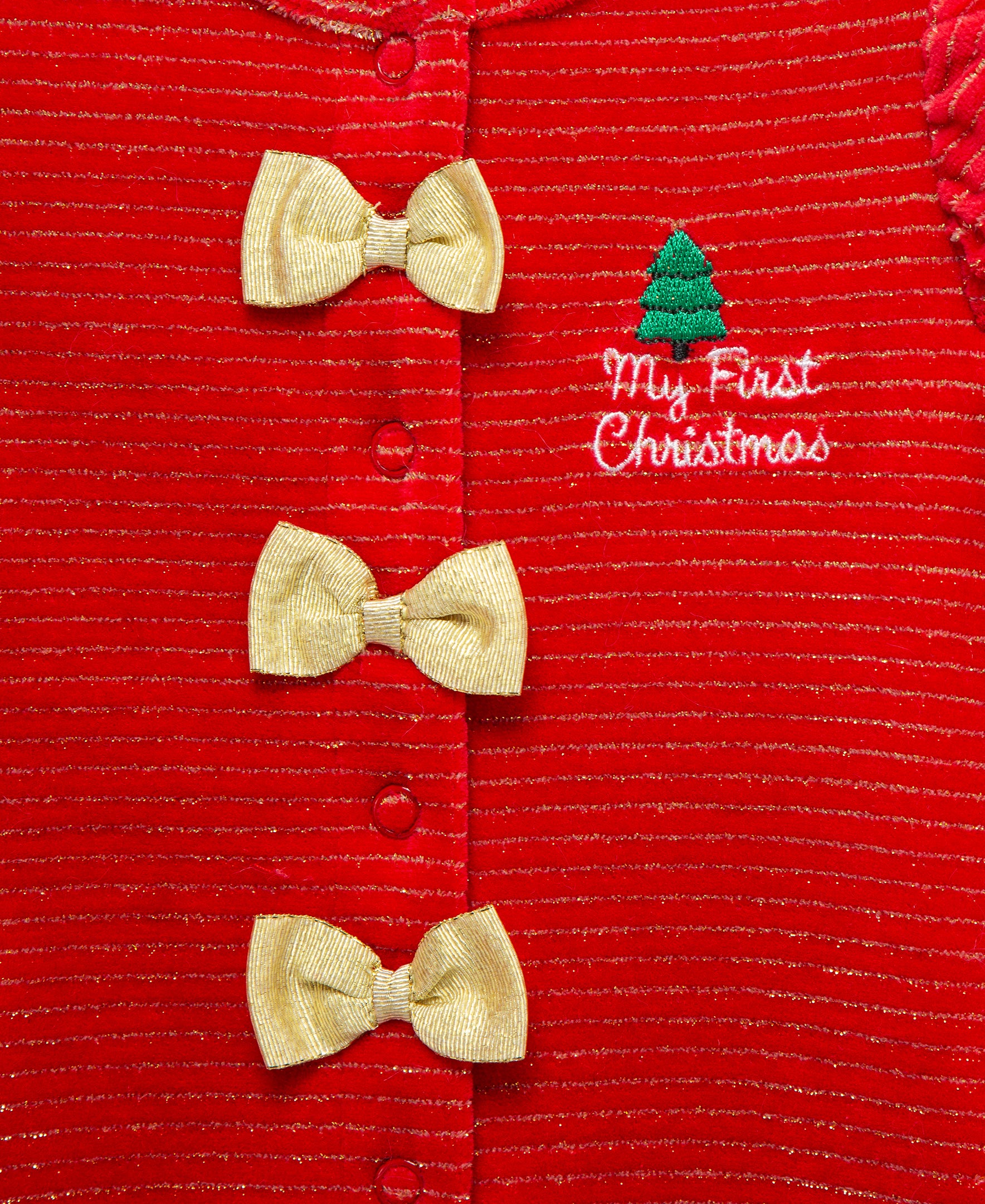 Festive Stripe Velour Footie (3M-9M) - Little Me